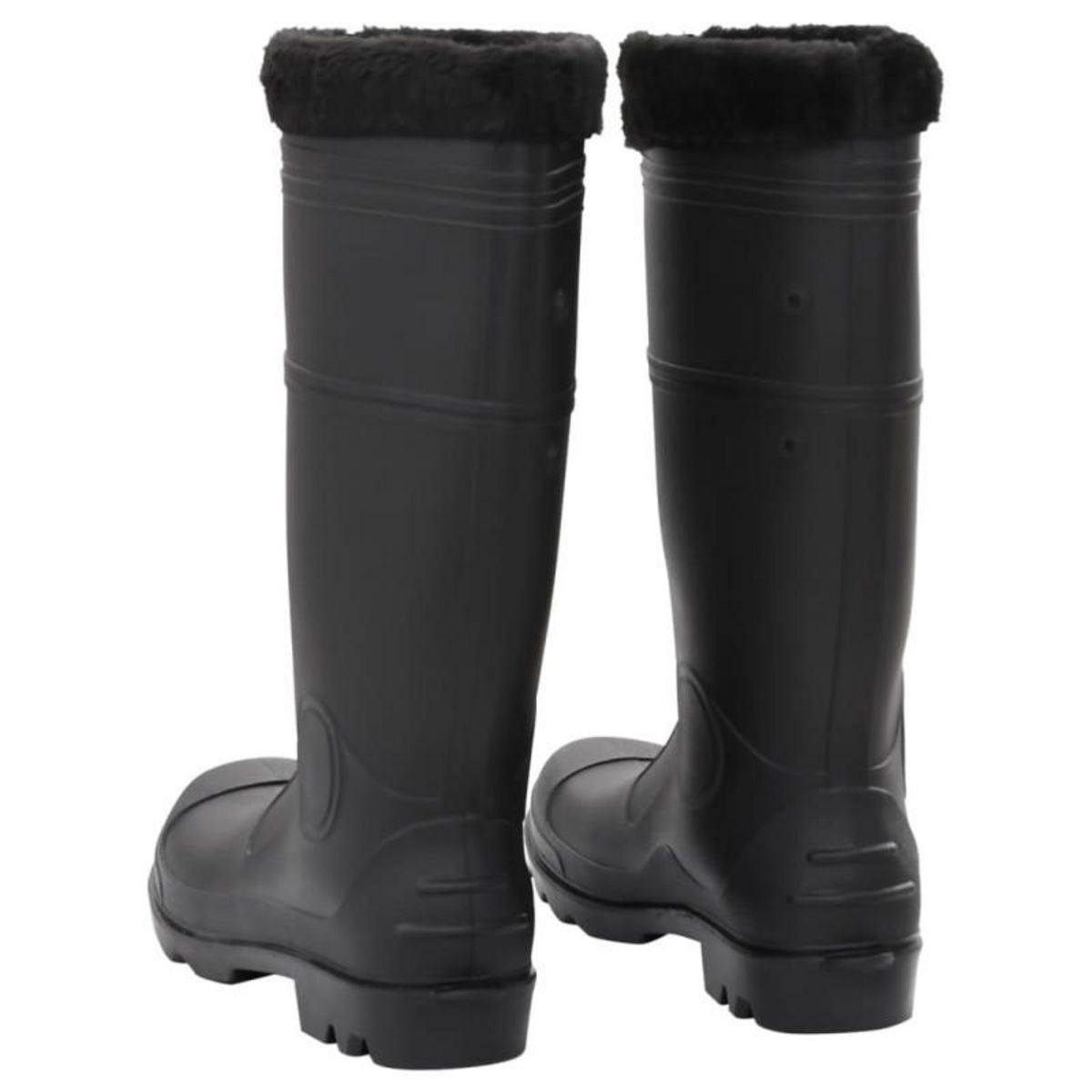 VIDAXL Bottes de pluie avec chaussettes amovibles noir taille 44 PVC