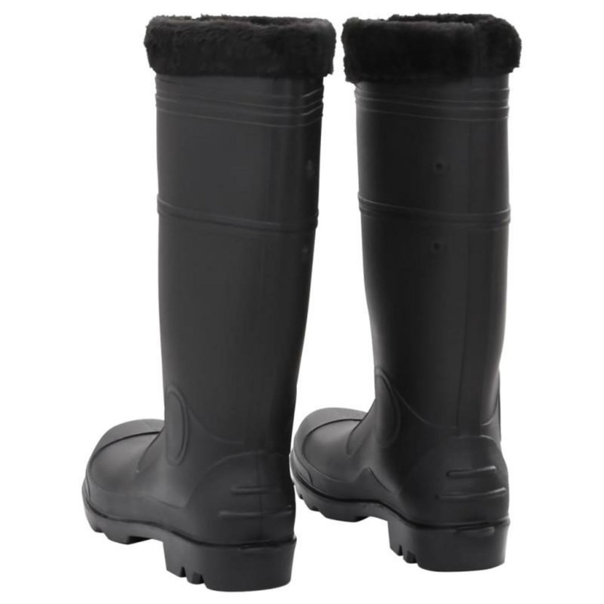 VIDAXL Bottes de pluie avec chaussettes amovibles noir taille 44 PVC