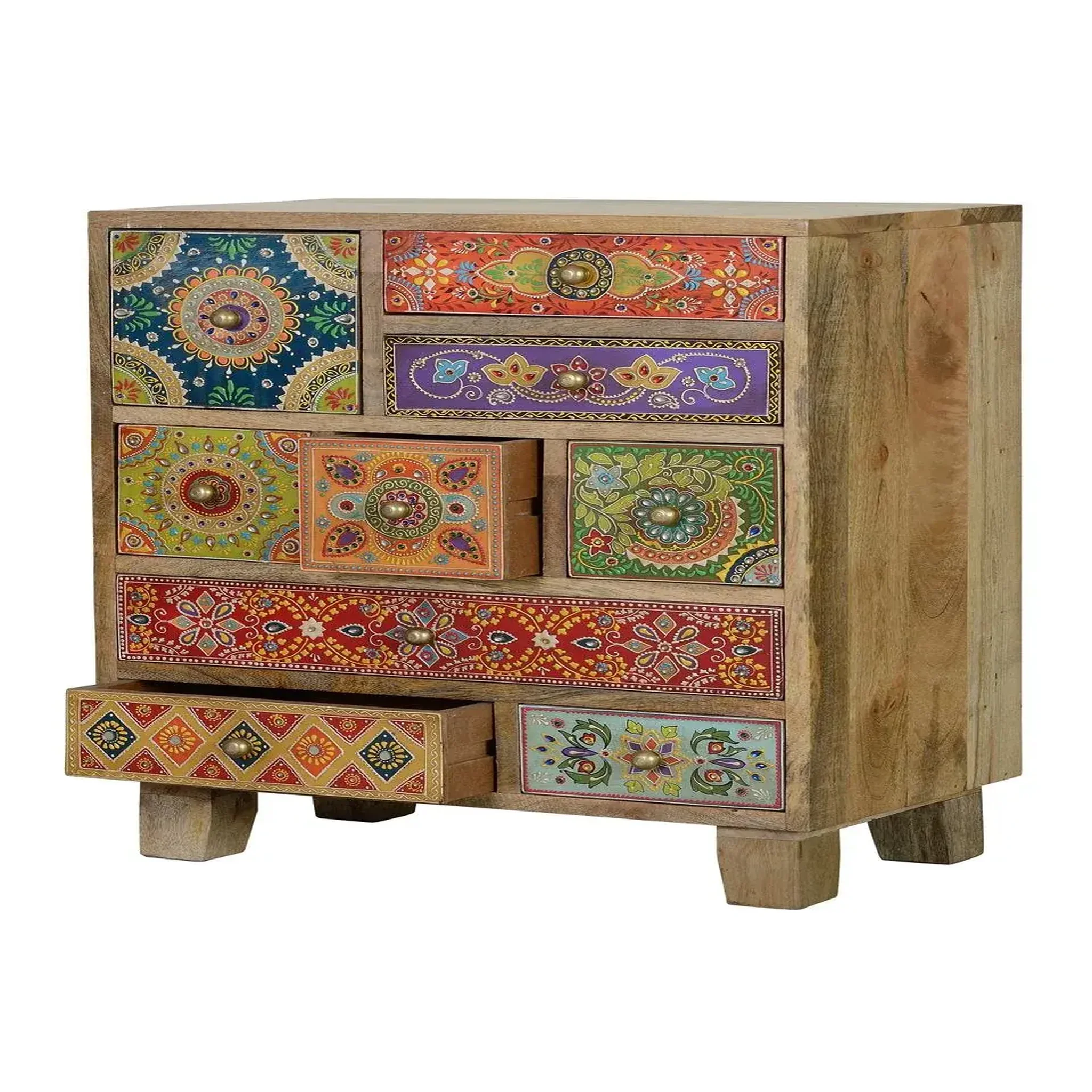 Voir la diapositive 2 : GINER Y COLOMER SL Meuble d'appoint en bois de manguier 52 cm style ethnique bojho