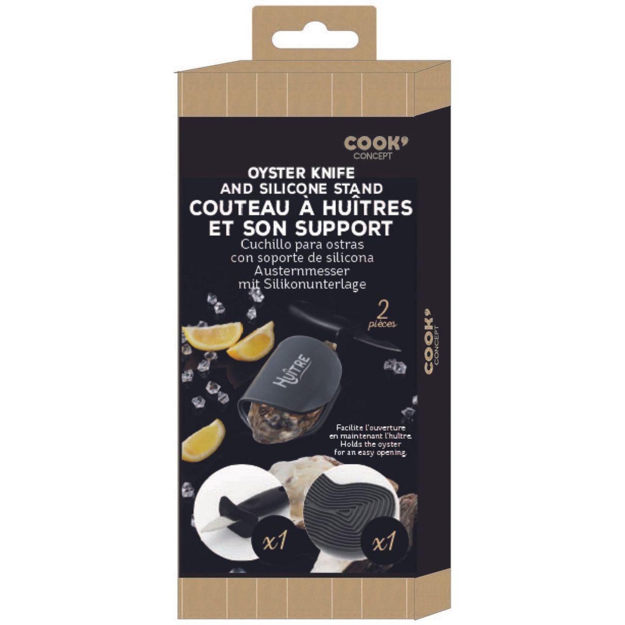 Voir la diapositive 3 : COOK CONCEPT Couteau à huitre a huitres avec support silicone