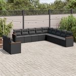 VIDAXL Salon de jardin 11 pcs avec coussins noir resine tressee
