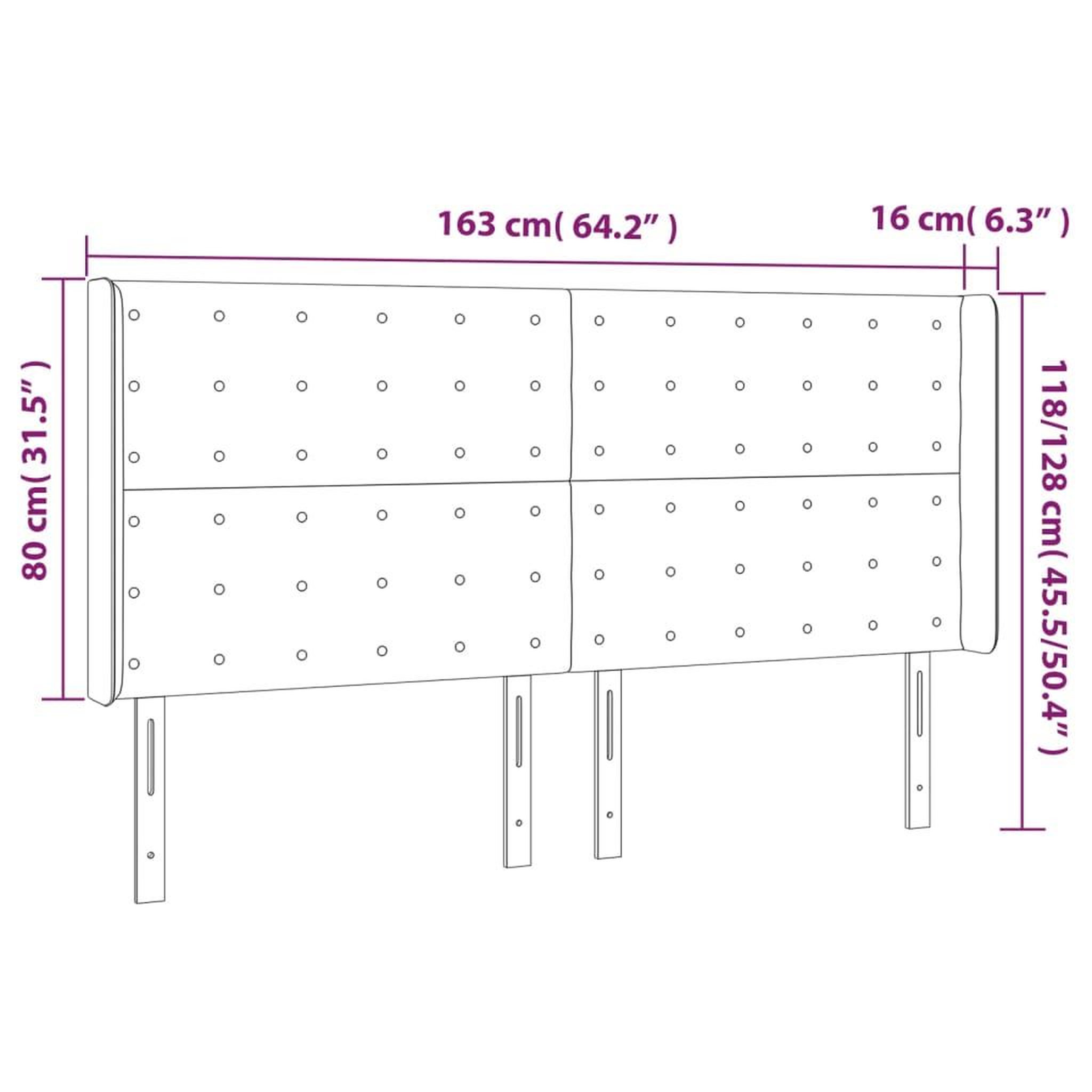 Voir la diapositive 6 : VIDAXL Tete de lit avec oreilles Taupe 163x16x118/128 cm Tissu