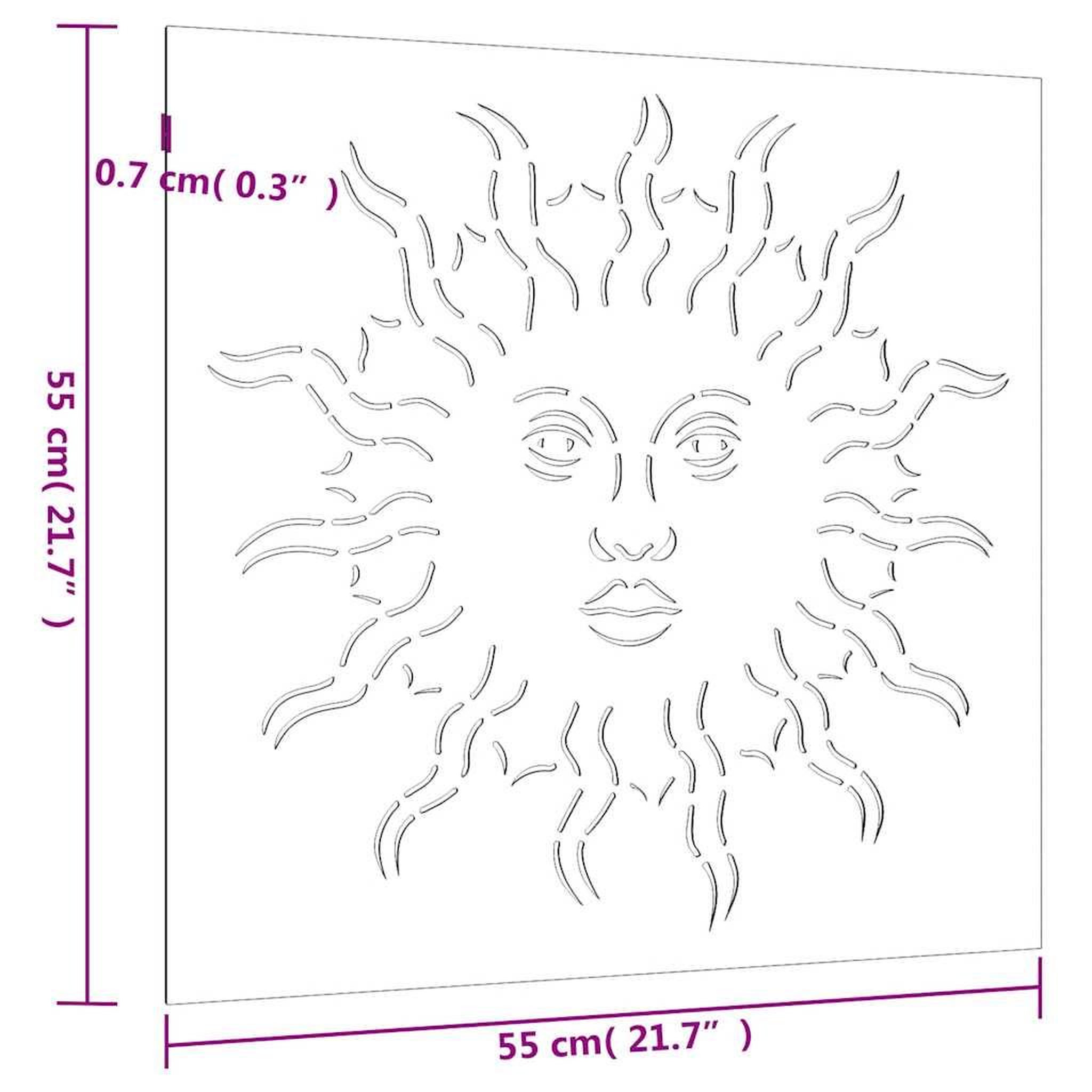 Voir la diapositive 6 : VIDAXL Decoration murale jardin 55x55 cm acier corten design du soleil
