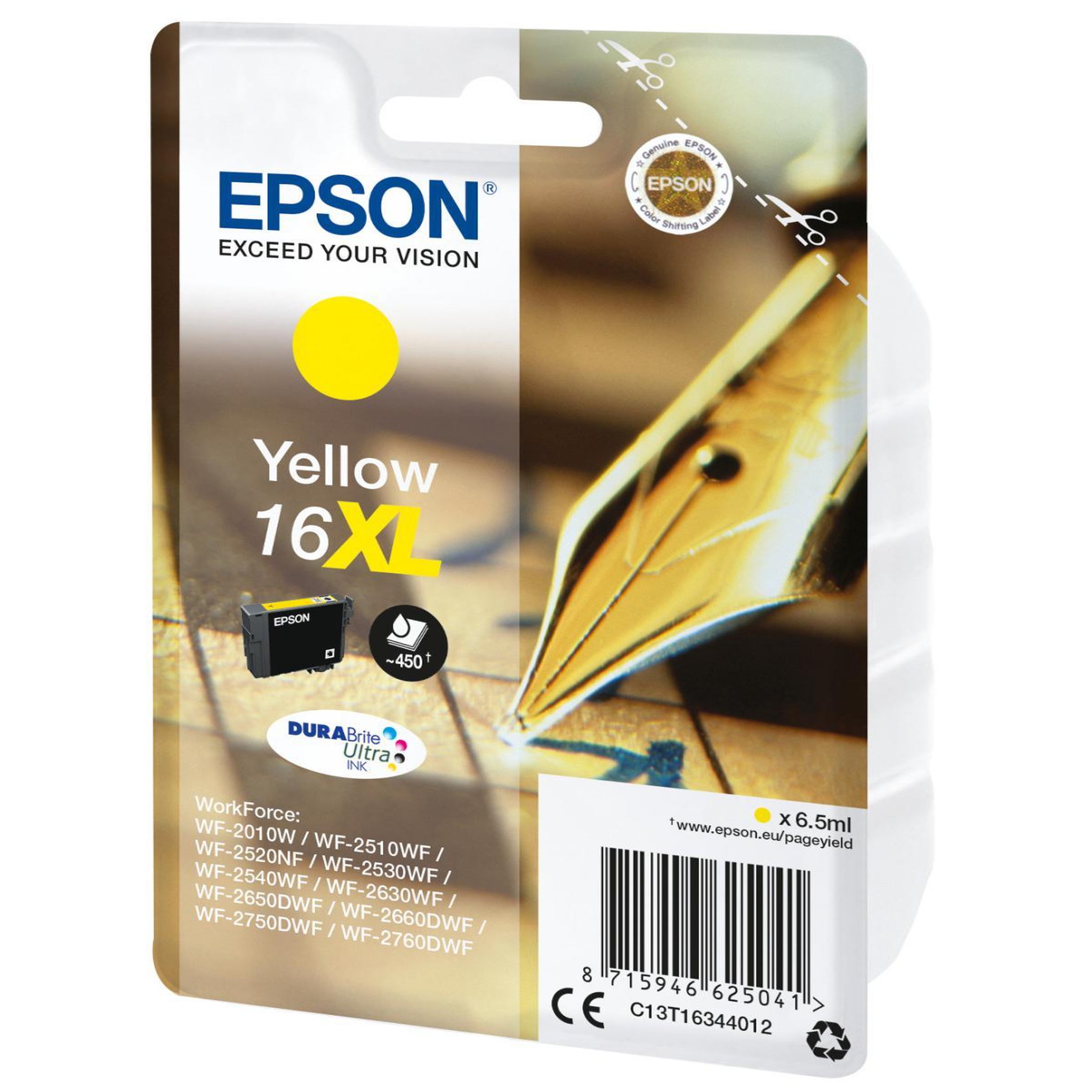 Voir la diapositive 3 : Epson EPSON Pack de 1 cartouche dencre 16XL Plume - jaune - haute capaciteblister avec alarme