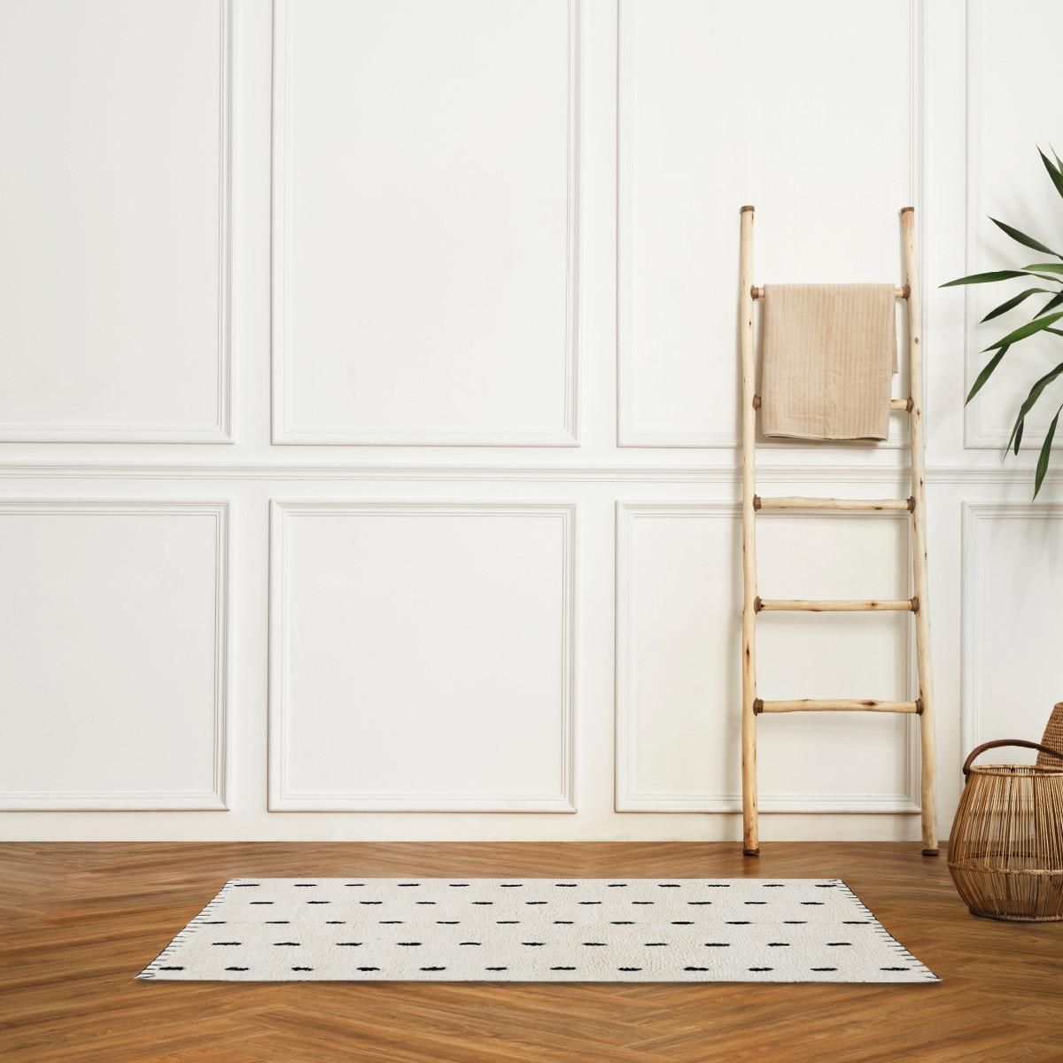 GUY LEVASSEUR Tapis déco en coton tufté point de cheval 60x120cm