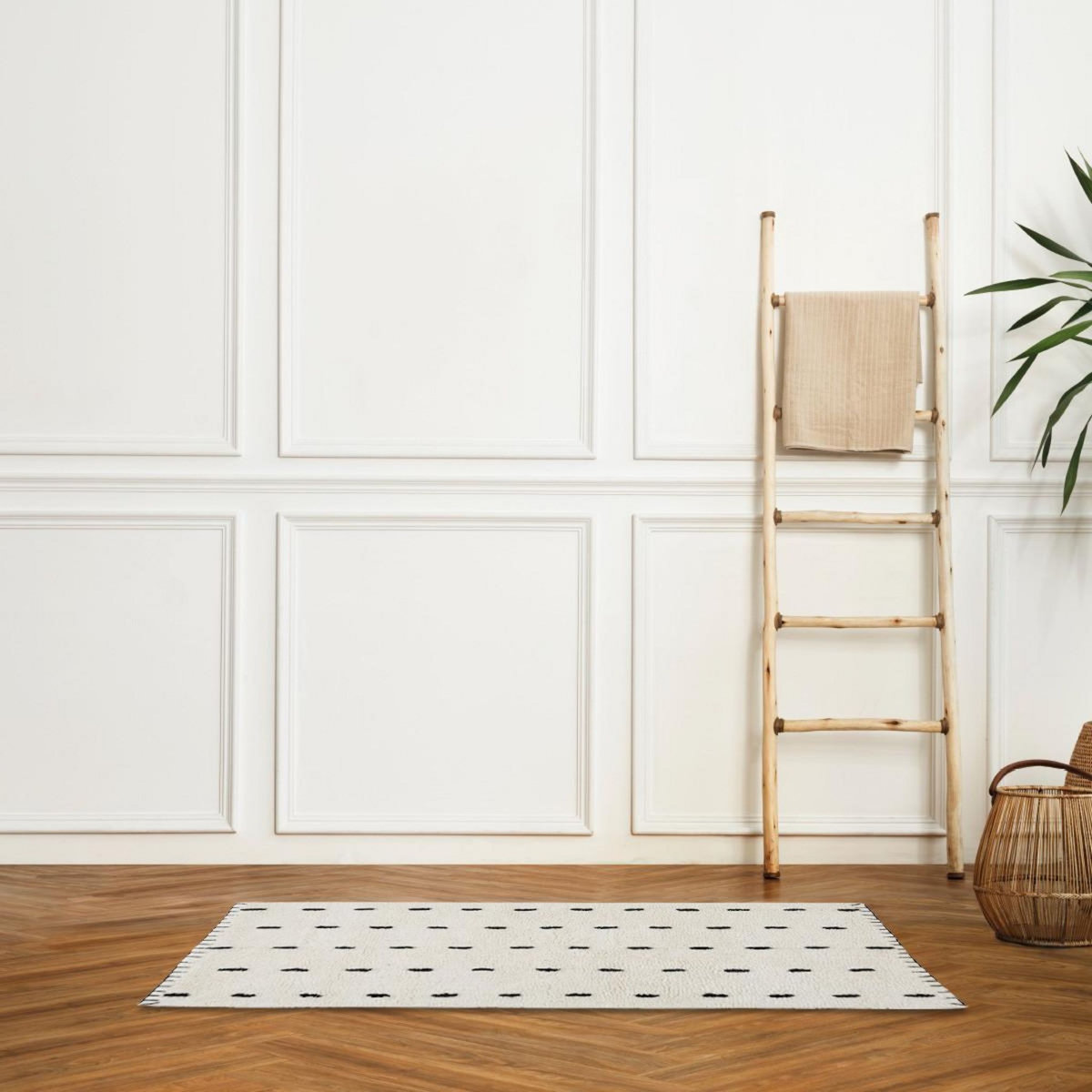 GUY LEVASSEUR Tapis déco en coton tufté point de cheval 60x120cm