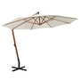 Voir la diapositive 1 : VIDAXL Parasol suspendu avec poteau en bois 350 cm blanc