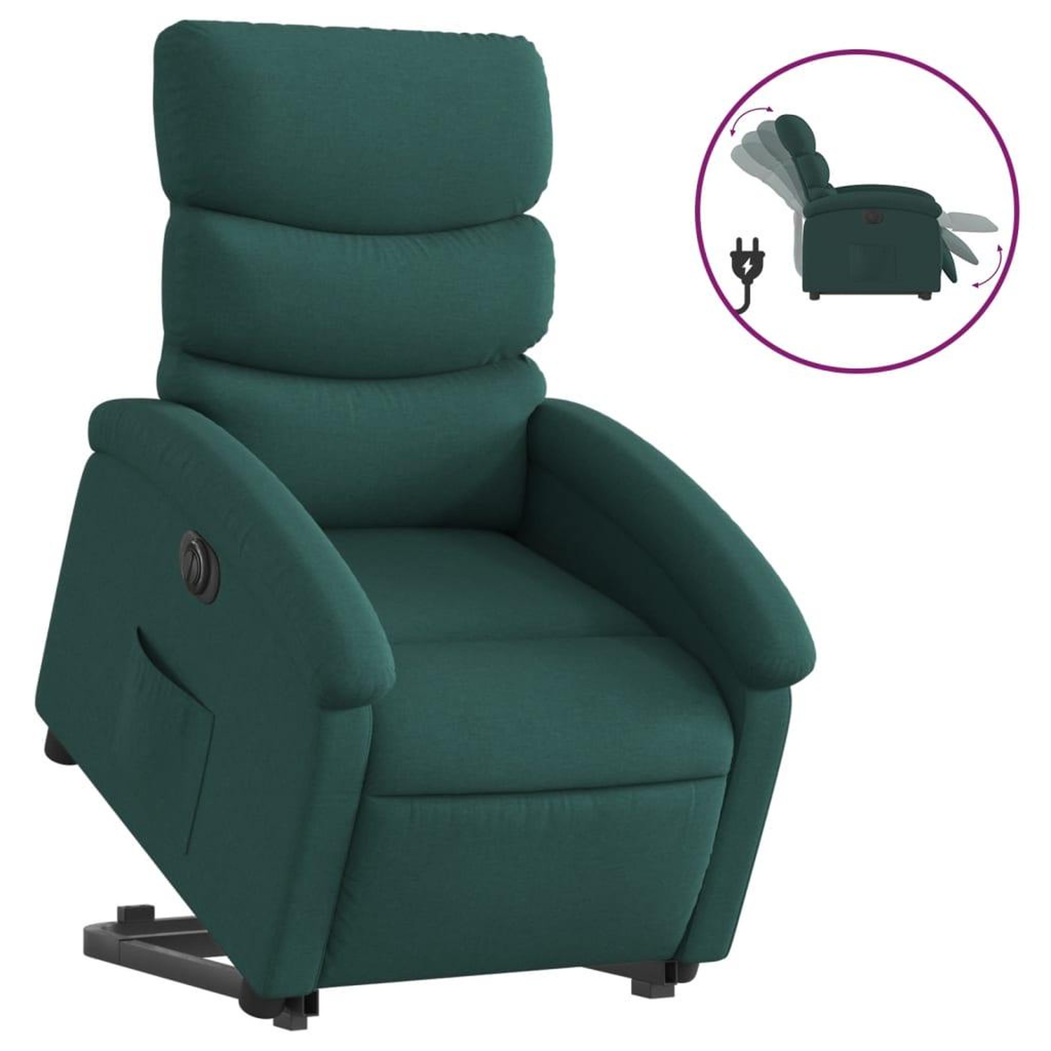 Voir la diapositive 2 : VIDAXL Fauteuil inclinable electrique vert fonce tissu