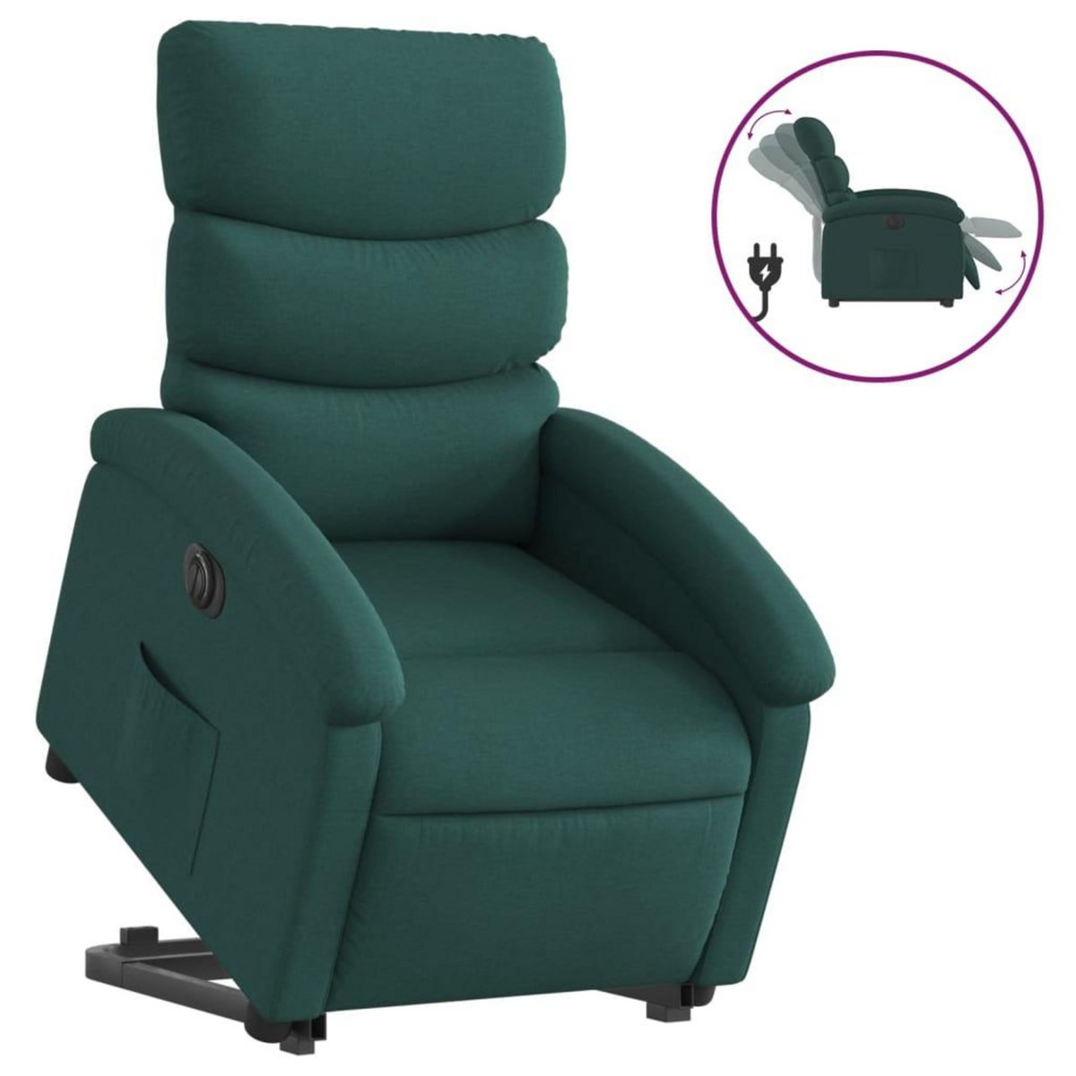 VIDAXL Fauteuil inclinable electrique vert fonce tissu