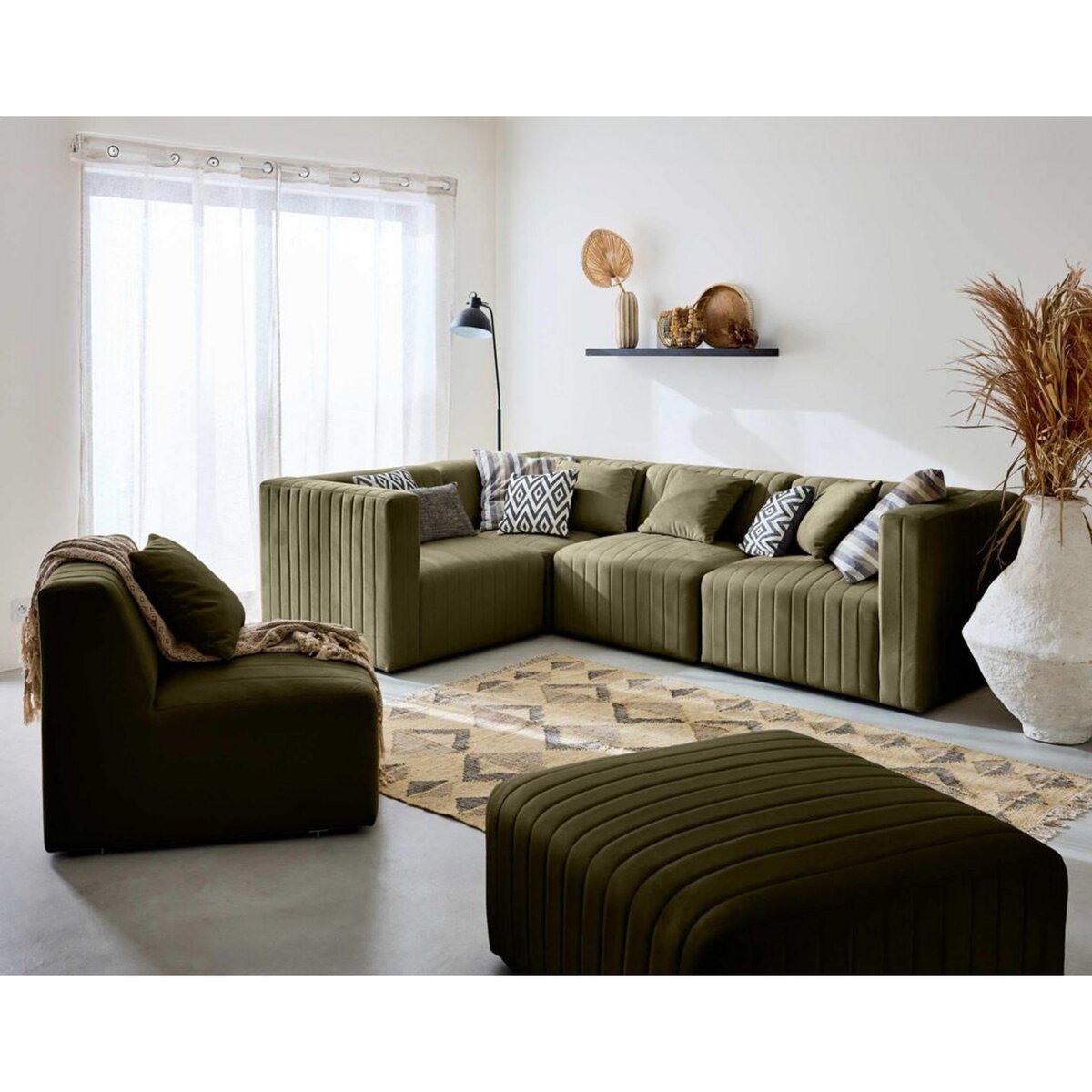 LISA DESIGN Nova - canapé modulable d'angle réversible - 6 places - en velours