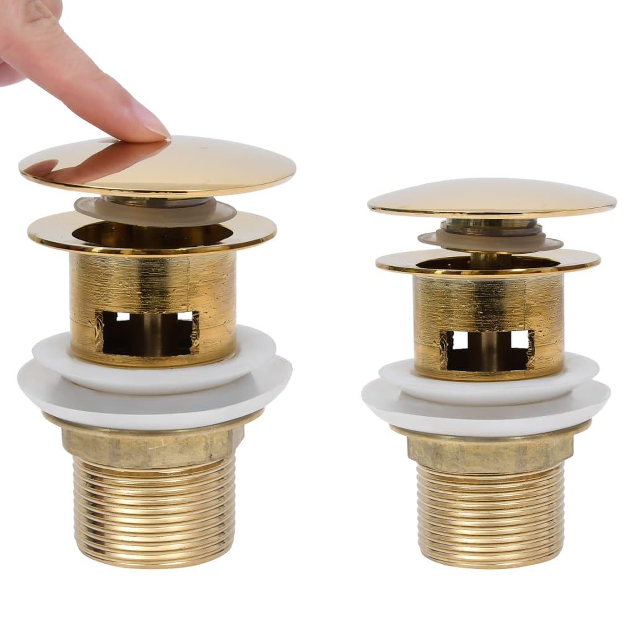 Voir la diapositive 2 : VIDAXL Drain a poussoir avec debordement Dore 6,4x6,4x9,1 cm