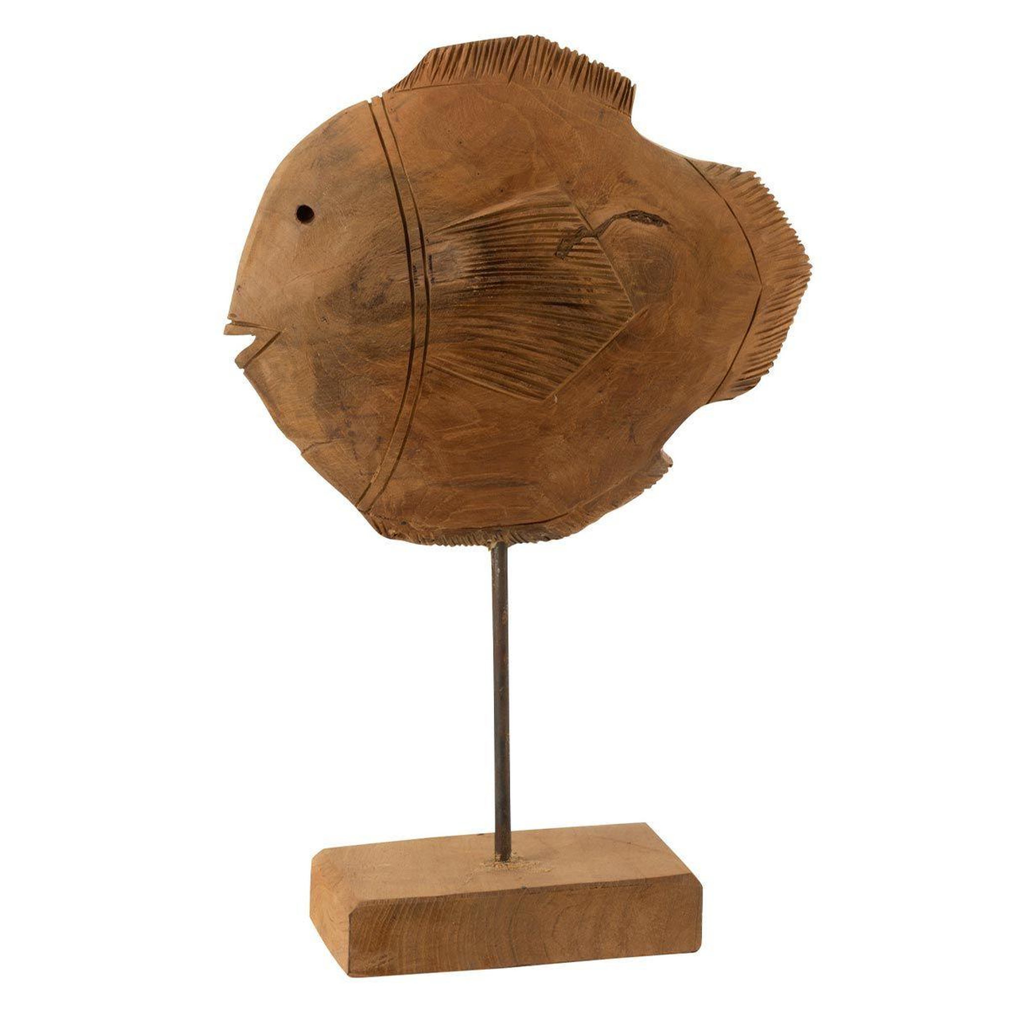 Voir la diapositive 1 : J-LINE Statuette déco  poisson sur pied  37cm naturel