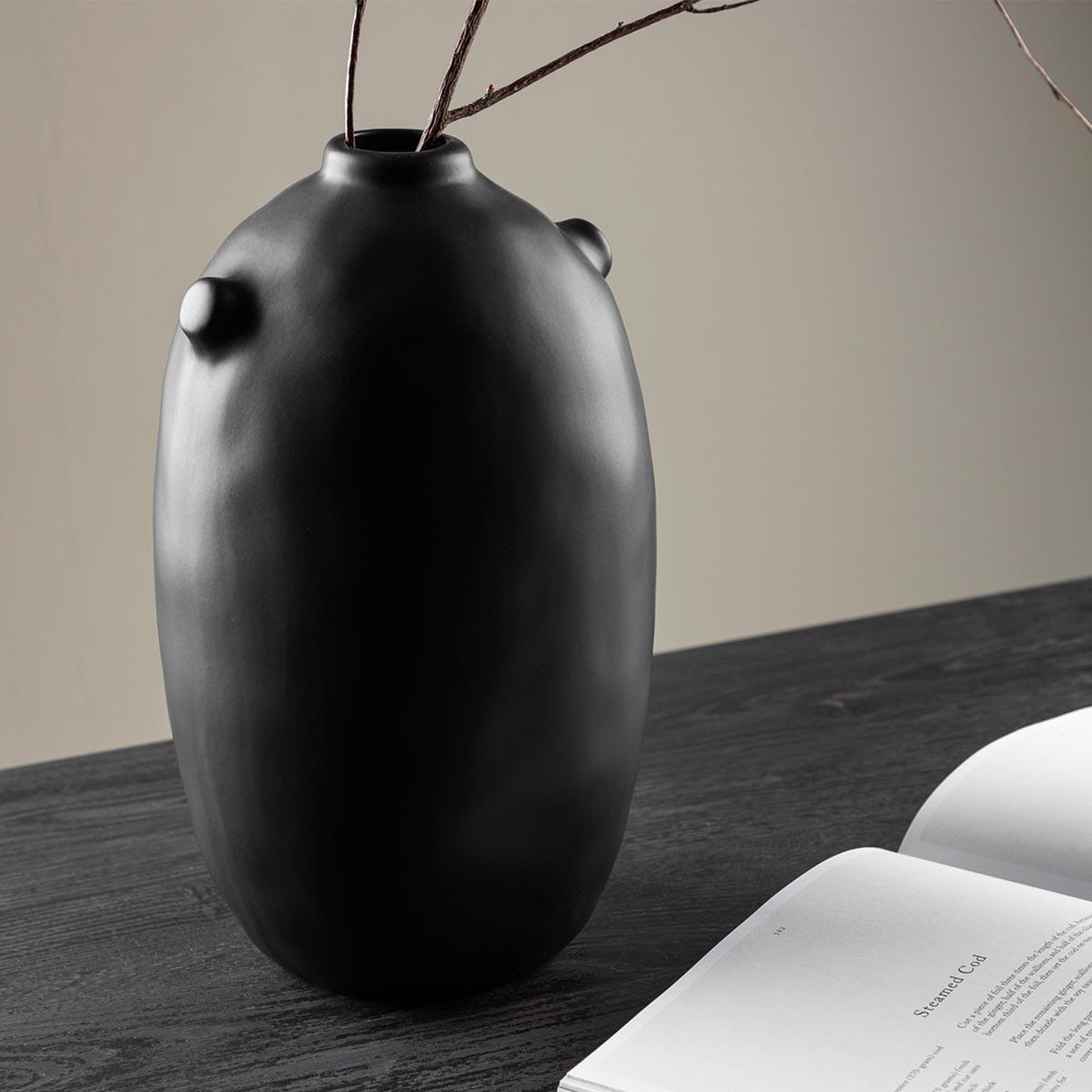 Voir la diapositive 4 : Paris Prix Vase déco en céramique  madi  28cm noir