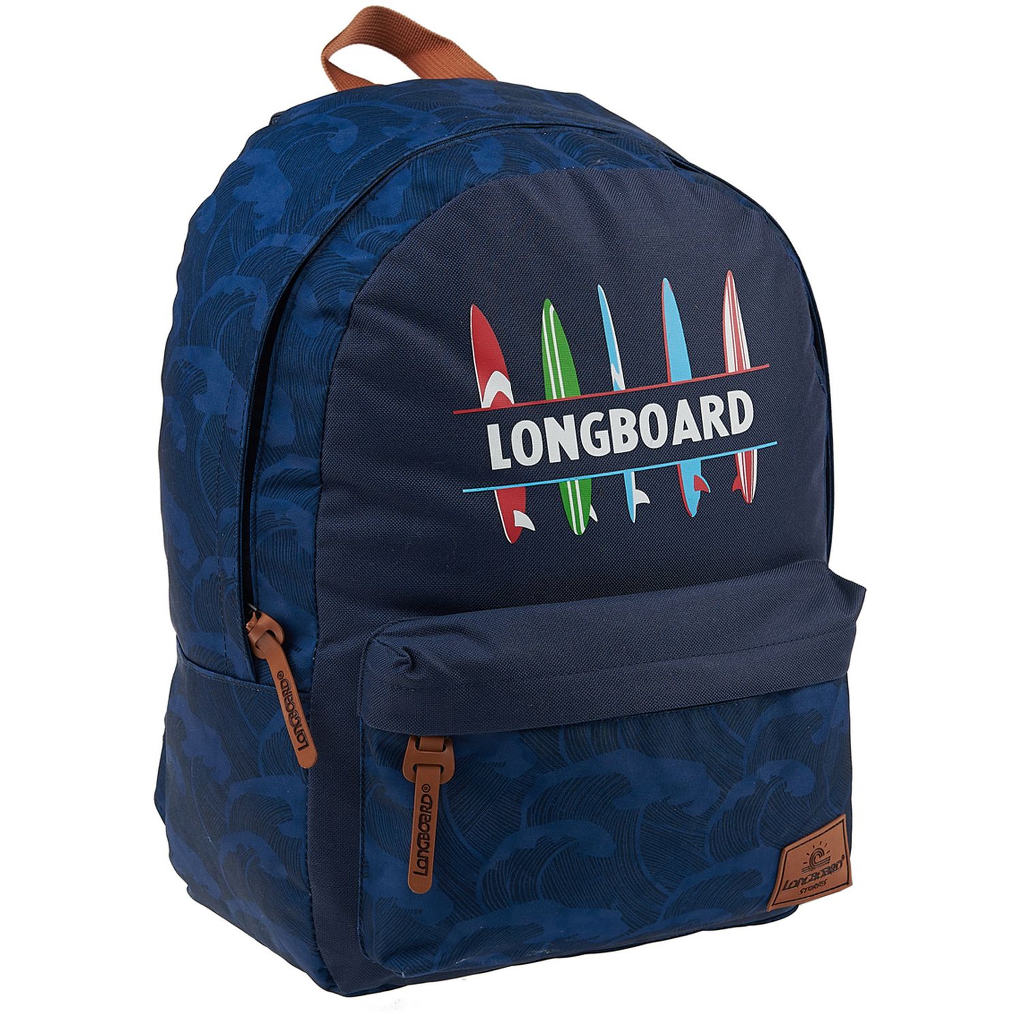 Voir la diapositive 1 : LONGBOARD Sac à dos 1 compartiment Imprimé bleu LONGBOARD