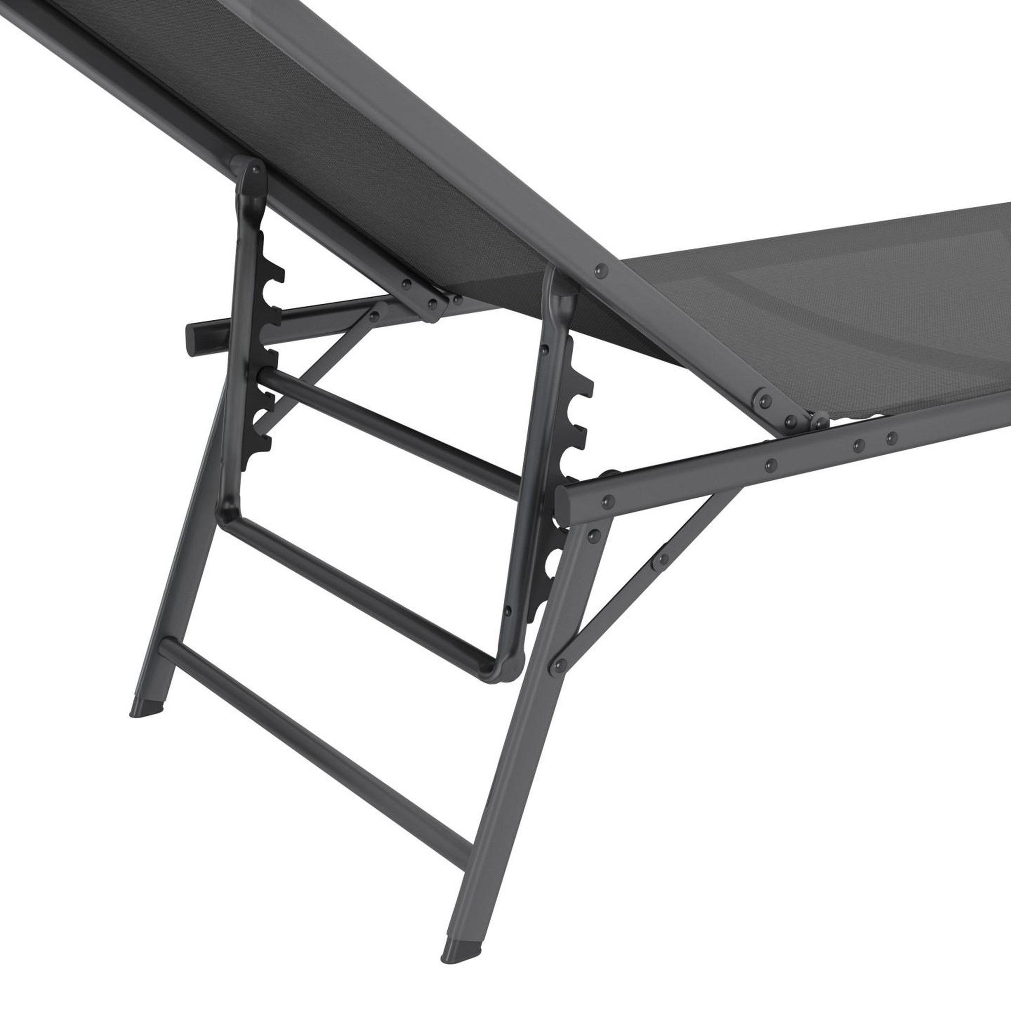 Voir la diapositive 6 : ID MARKET Lot de 2 transats de jardin inclinables KAILUA en acier gris anthracite et toile grise
