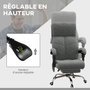 Voir la diapositive 6 : VINSETTO Fauteuil de bureau direction massant chauffant inclinable réglable repose-pied intégré tissu toucher flanelle grise