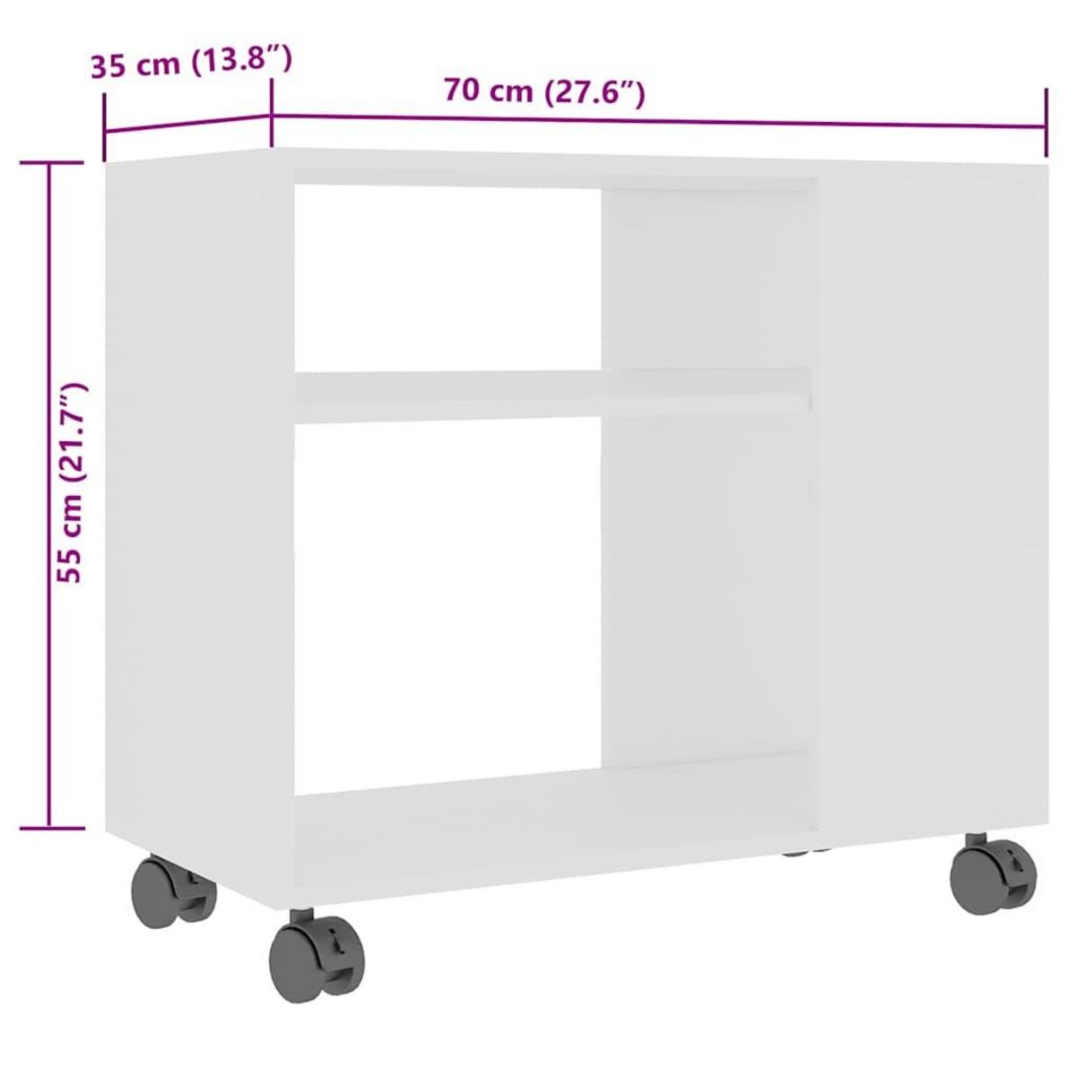 VIDAXL Table d'appoint Blanc 70x35x55 cm Bois d'ingenierie