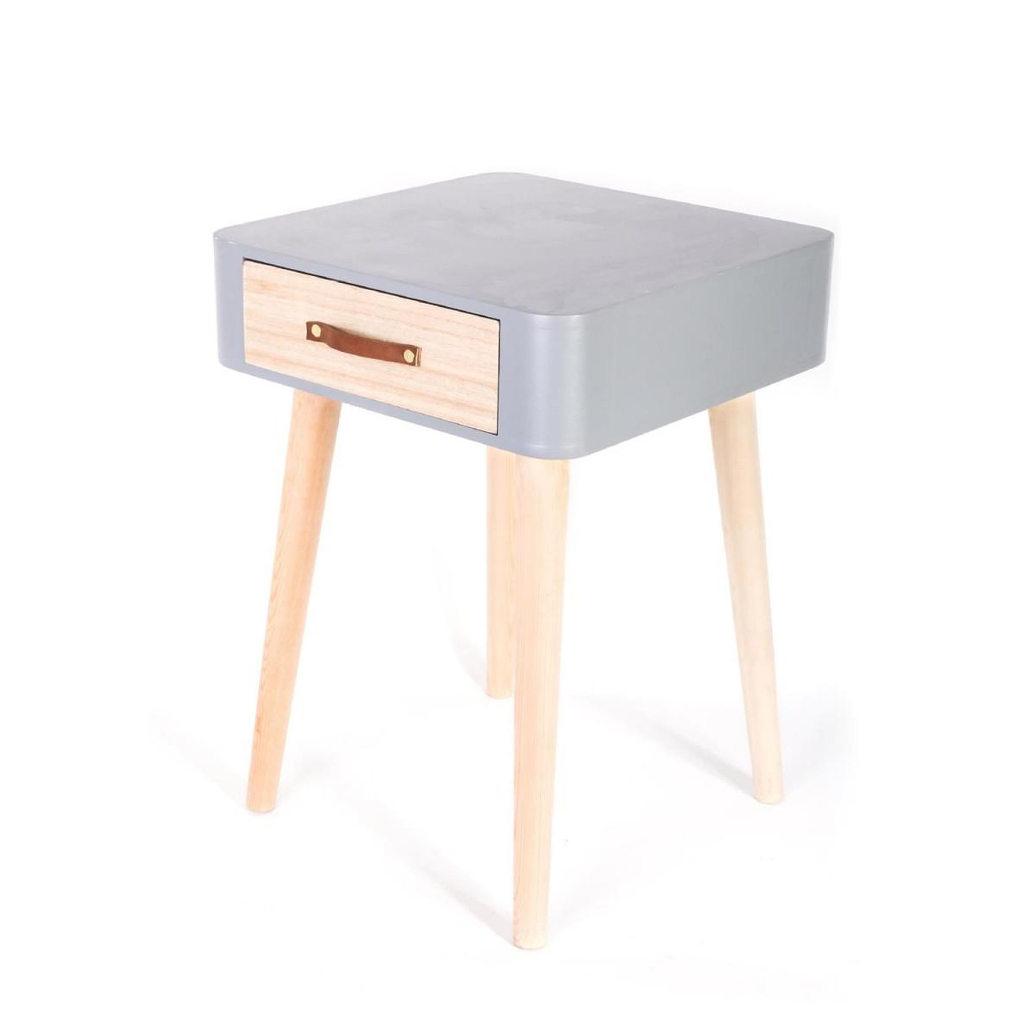 Voir la diapositive 2 : The Home Deco Factory Table de chevet 1 tiroir design  missouri  48cm gris