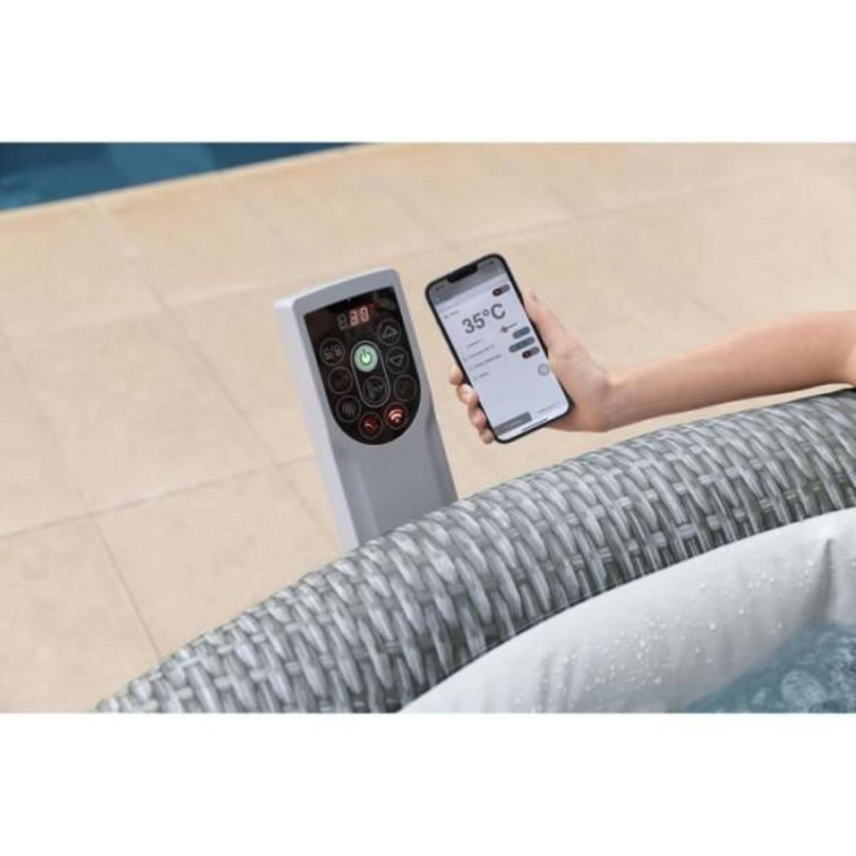 BESTWAY Spa gonflable BESTWAY - Lay-Z-Spa Bali - 140 airjets - 196 x 71 cm - 4 a 6 places - Rond (couverture, cartouche, diffuseur)