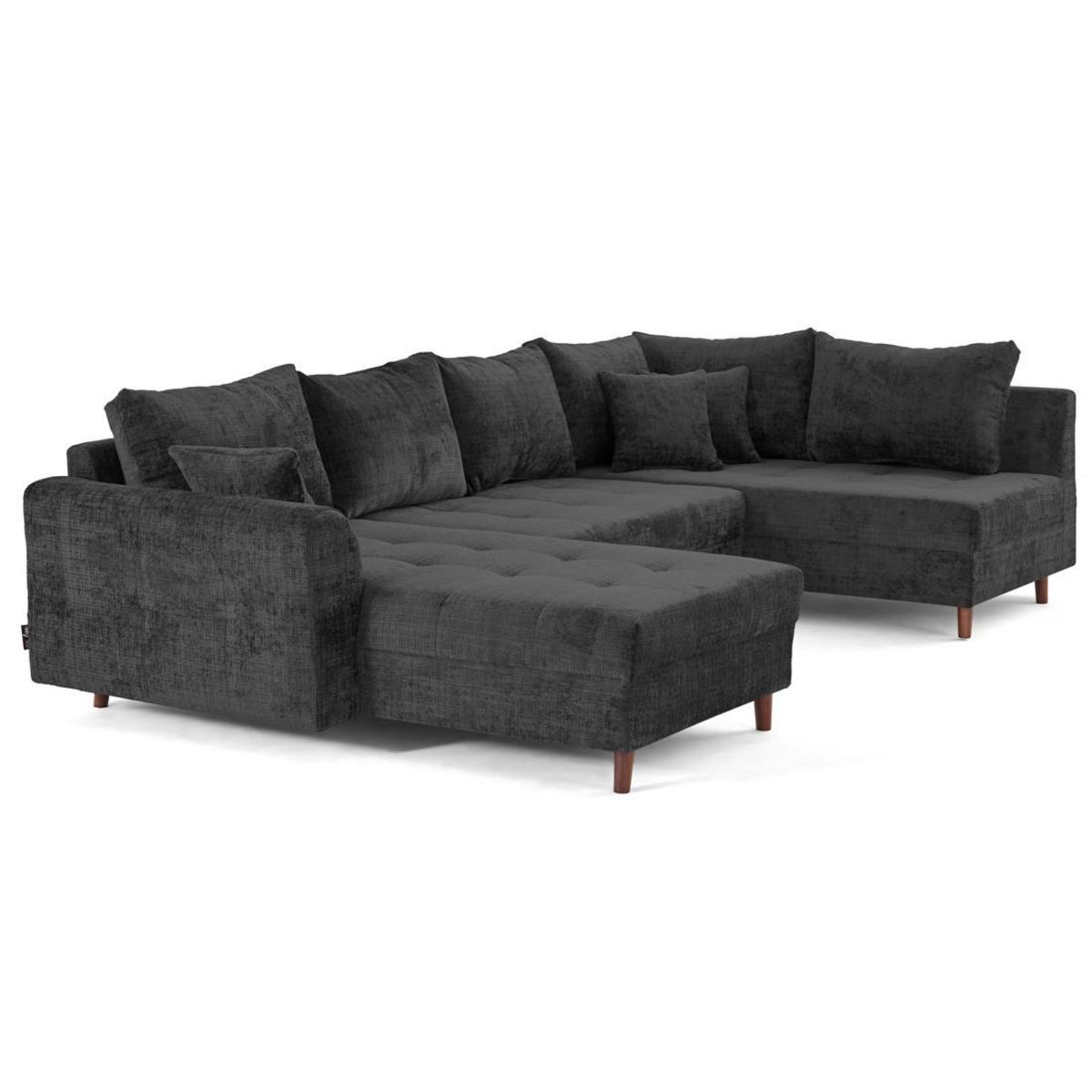 LISA DESIGN Rune - canapé panoramique d'angle droit 7 places en velours texturé