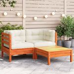 VIDAXL Canape de jardin avec coussins et repose-pied 2 places