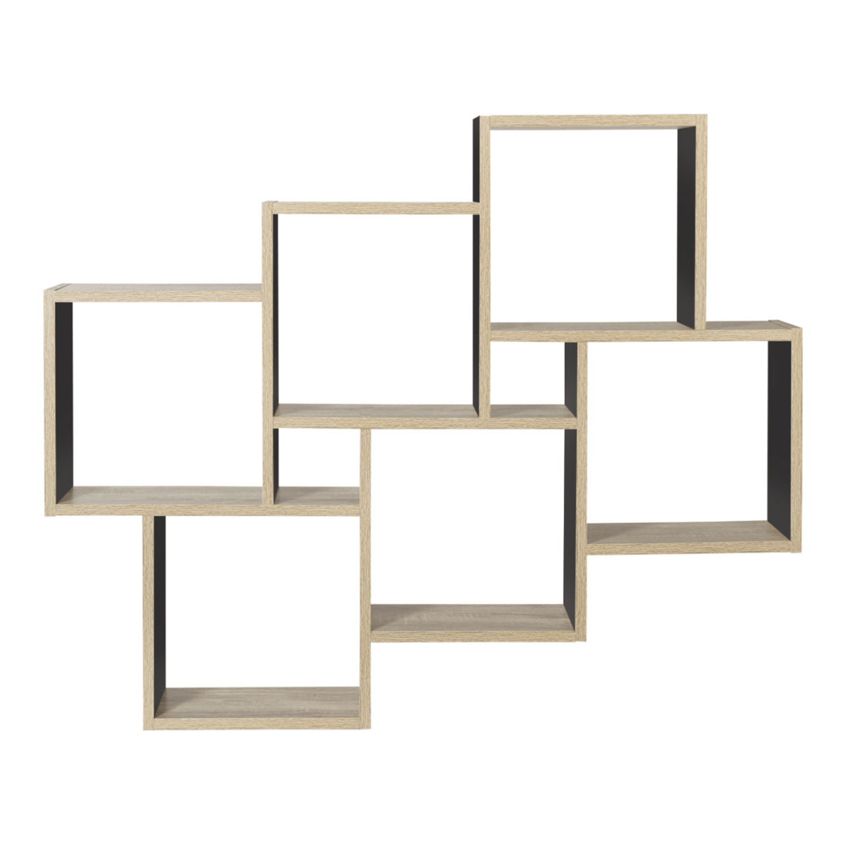 ID MARKET Etagère murale double position LUCAS bois façon hêtre et noir