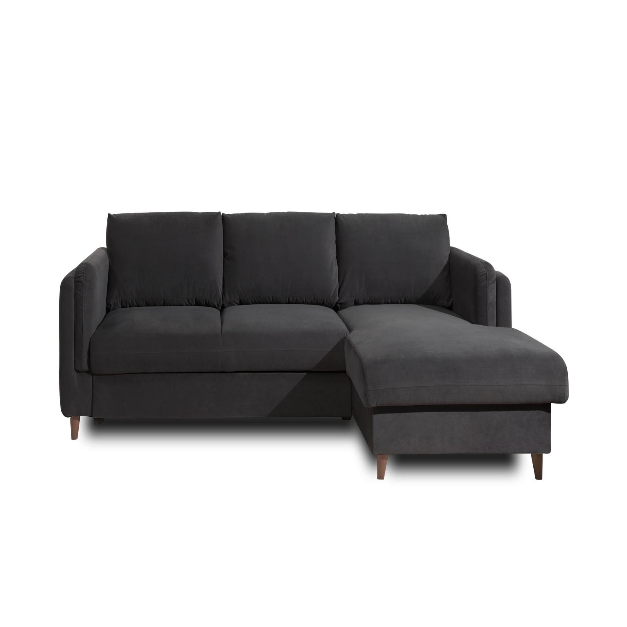 Voir la diapositive 1 : BEST MOBILIER Brooke - canapé d'angle droit - convertible avec coffre - 4 places - en velours