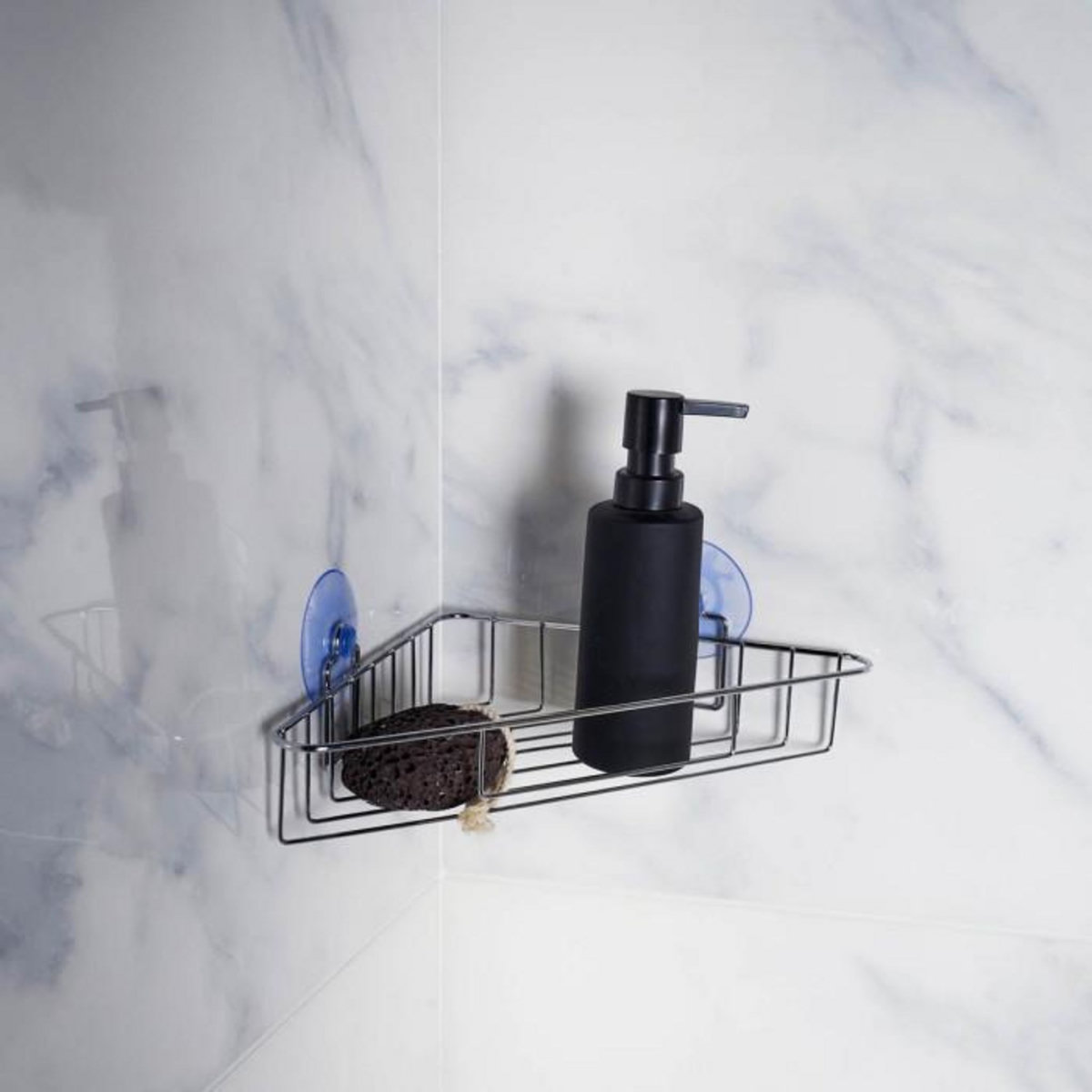 Paris Prix Panier de Douche Angle Ventouse  Filaire Basic  23cm Chrome