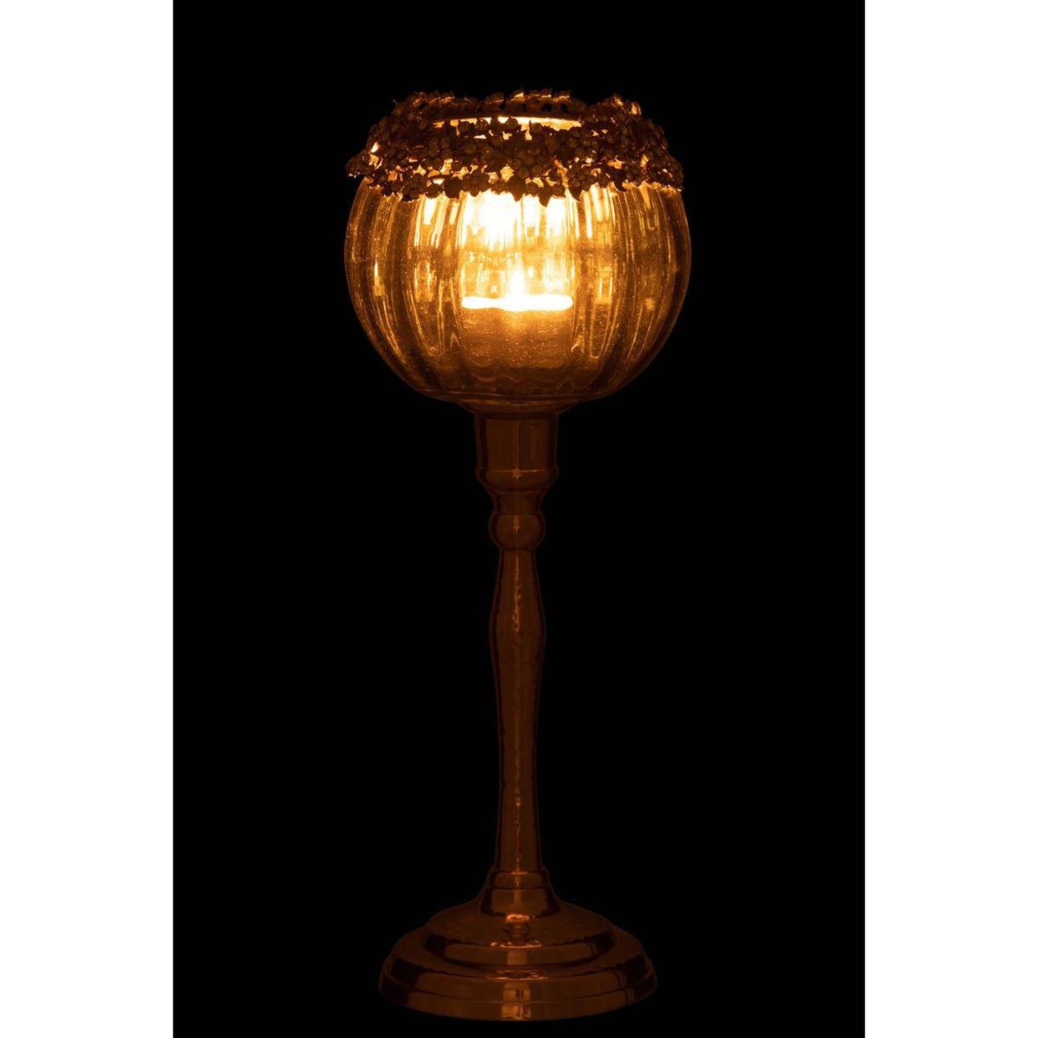 Voir la diapositive 3 : J-LINE Photophore sur pied design  vallee  33cm bronze