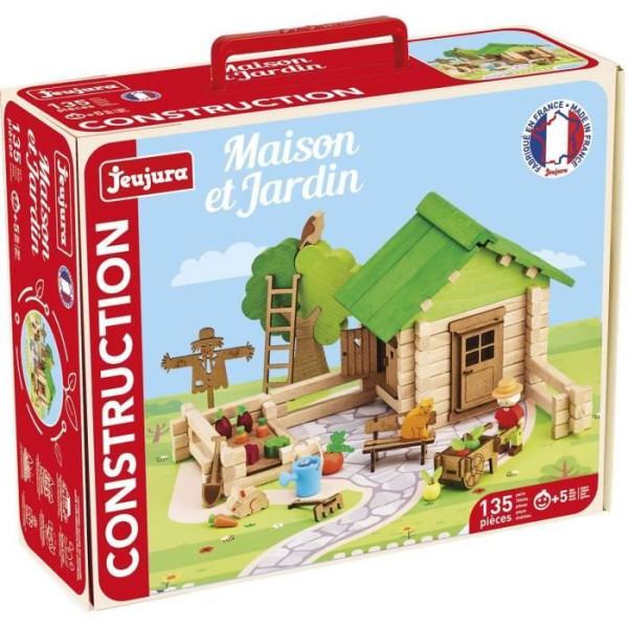 Voir la diapositive 2 : JeuJura Jeu de Construction Maison et Jardin - JEUJURA - Bois Naturel - 135 Pieces