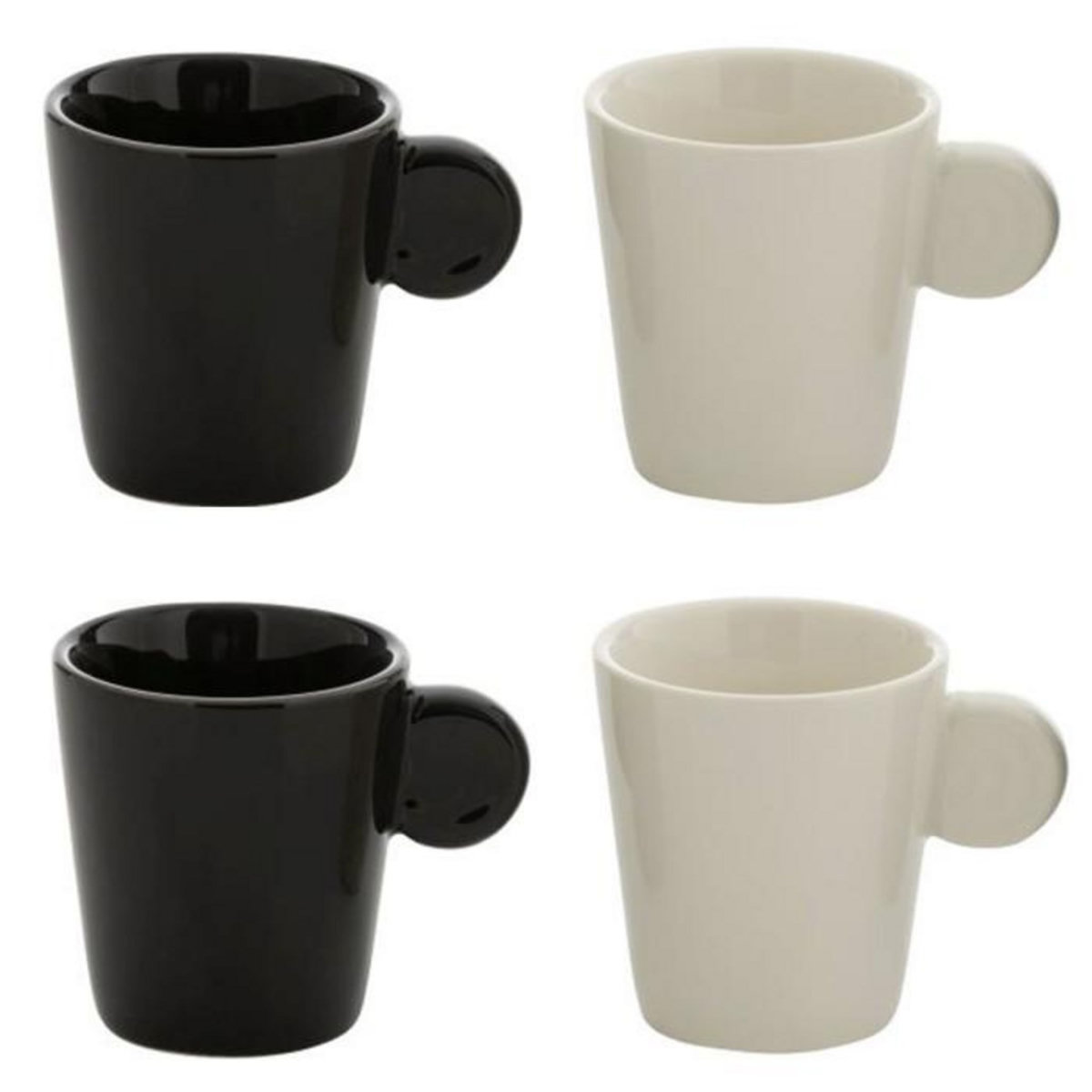 Paris Prix Lot de 4 Tasses à Café  Avery  7,5cl Noir & Blanc