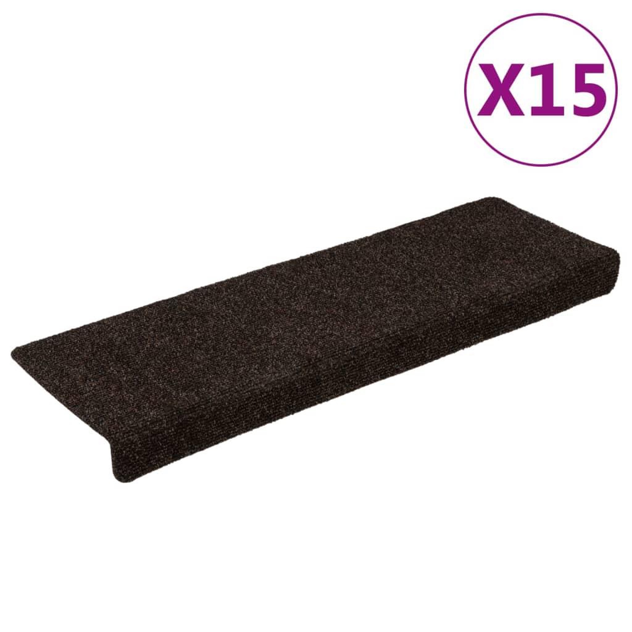Voir la diapositive 2 : VIDAXL Tapis d'escalier 15 pcs Tissu aiguillete 65x21x4 cm Marron