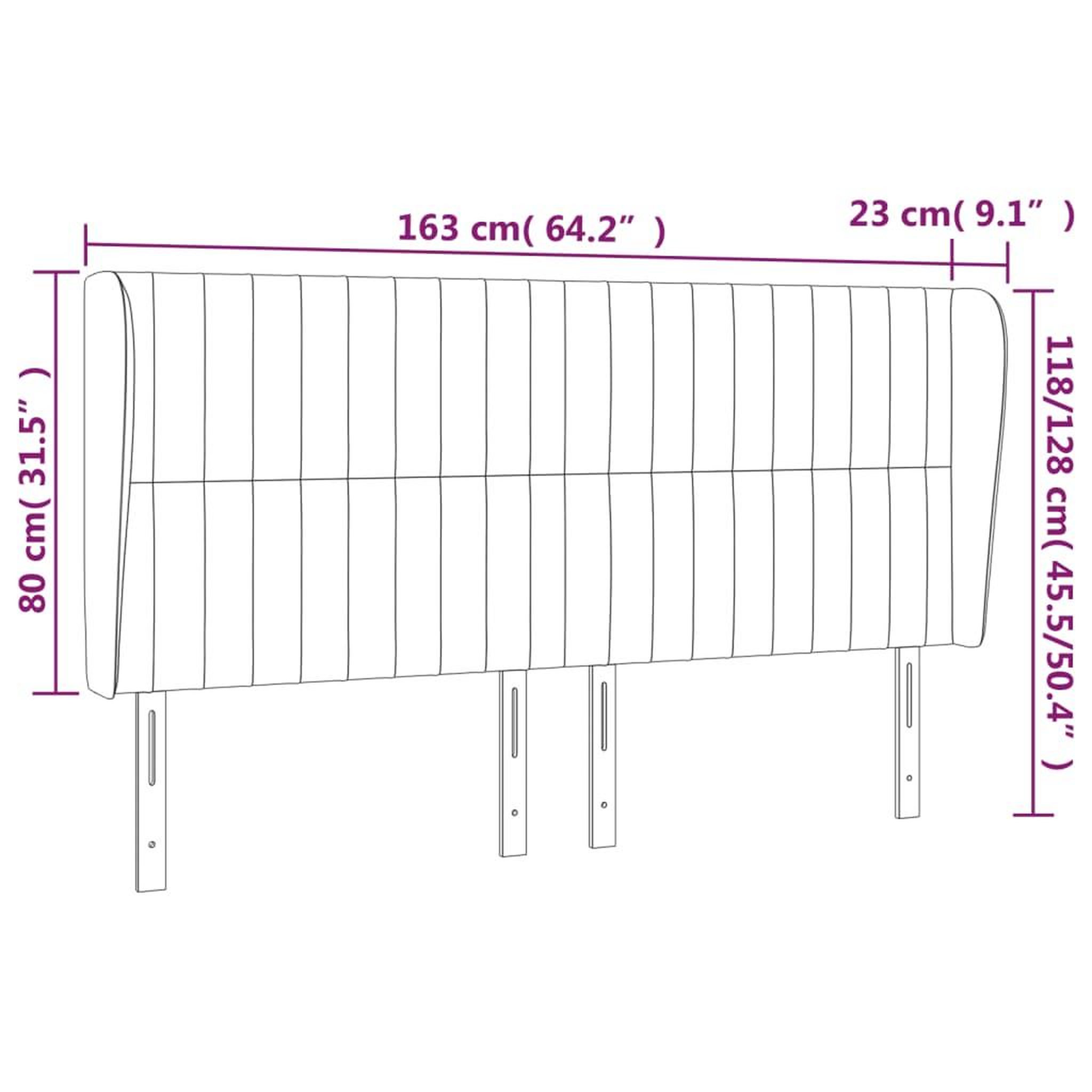 Voir la diapositive 6 : VIDAXL Tete de lit avec oreilles Gris fonce 163x23x118/128 cm Tissu