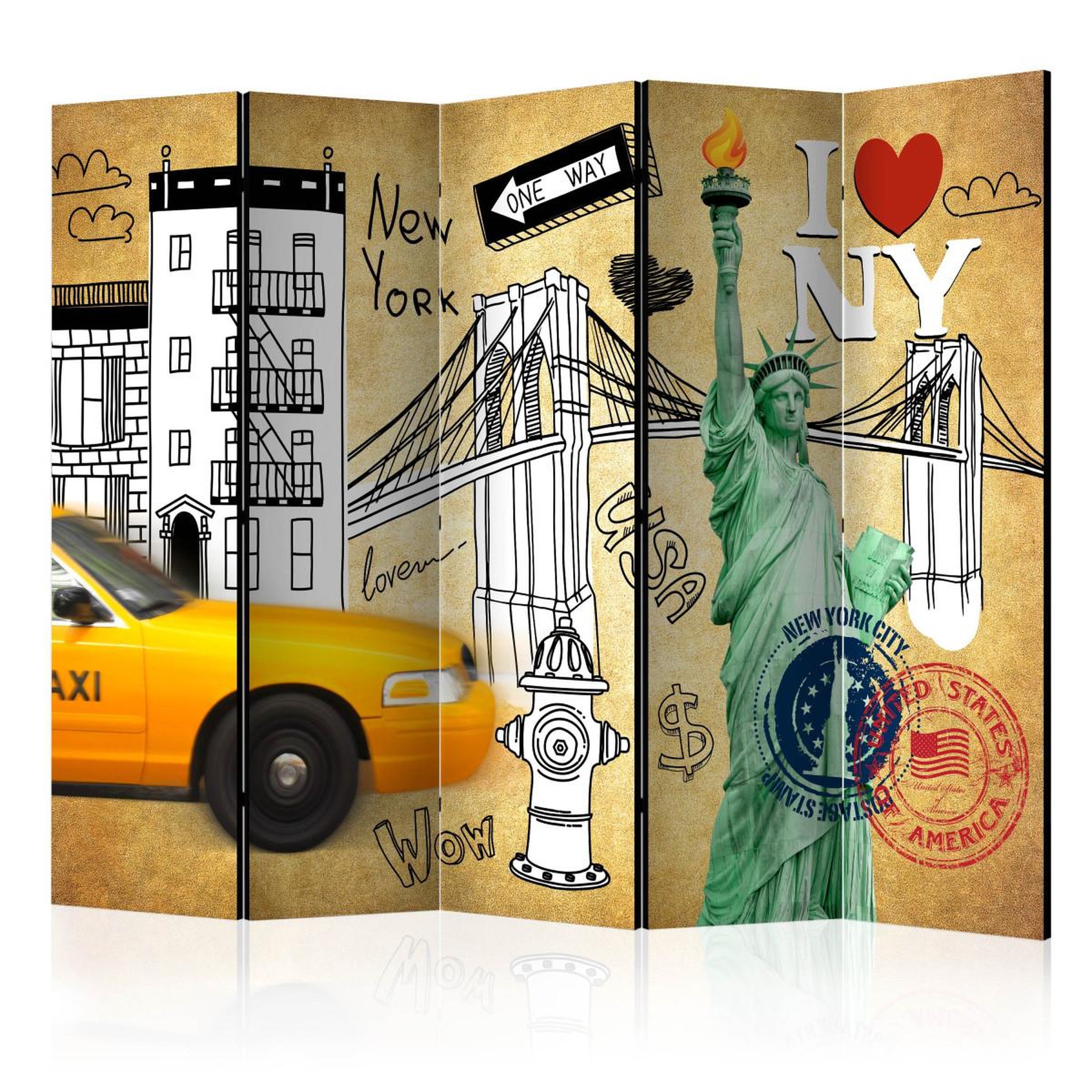 Paris Prix Paravent 5 volets  one way new york  172x225cm