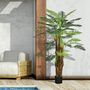 Voir la diapositive 2 : HOMCOM Palmier artificiel H.1,6 m arbre artificiel tronc branches lichen feuilles grand réalisme pot inclus