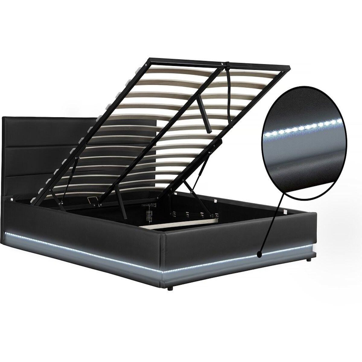 Habitat et Jardin Lit LED avec coffre  Anastasia  - 140 x 190 cm - Noir