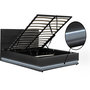 Voir la diapositive 3 : Habitat et Jardin Lit LED avec coffre  Anastasia  - 140 x 190 cm - Noir