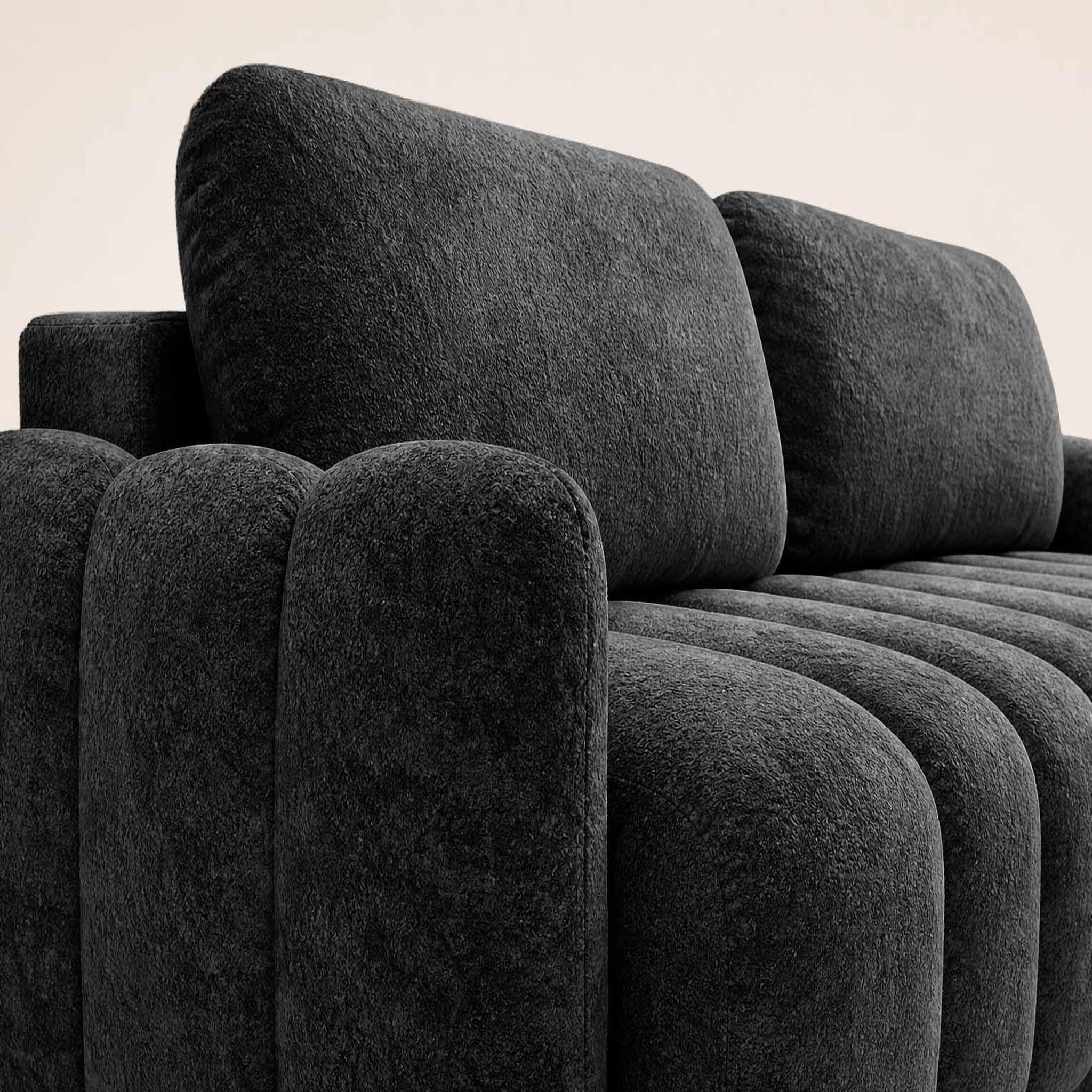 Voir la diapositive 6 : BEST MOBILIER Silvia - canapé droit 3 places convertible avec coffre - en tissu bouclette