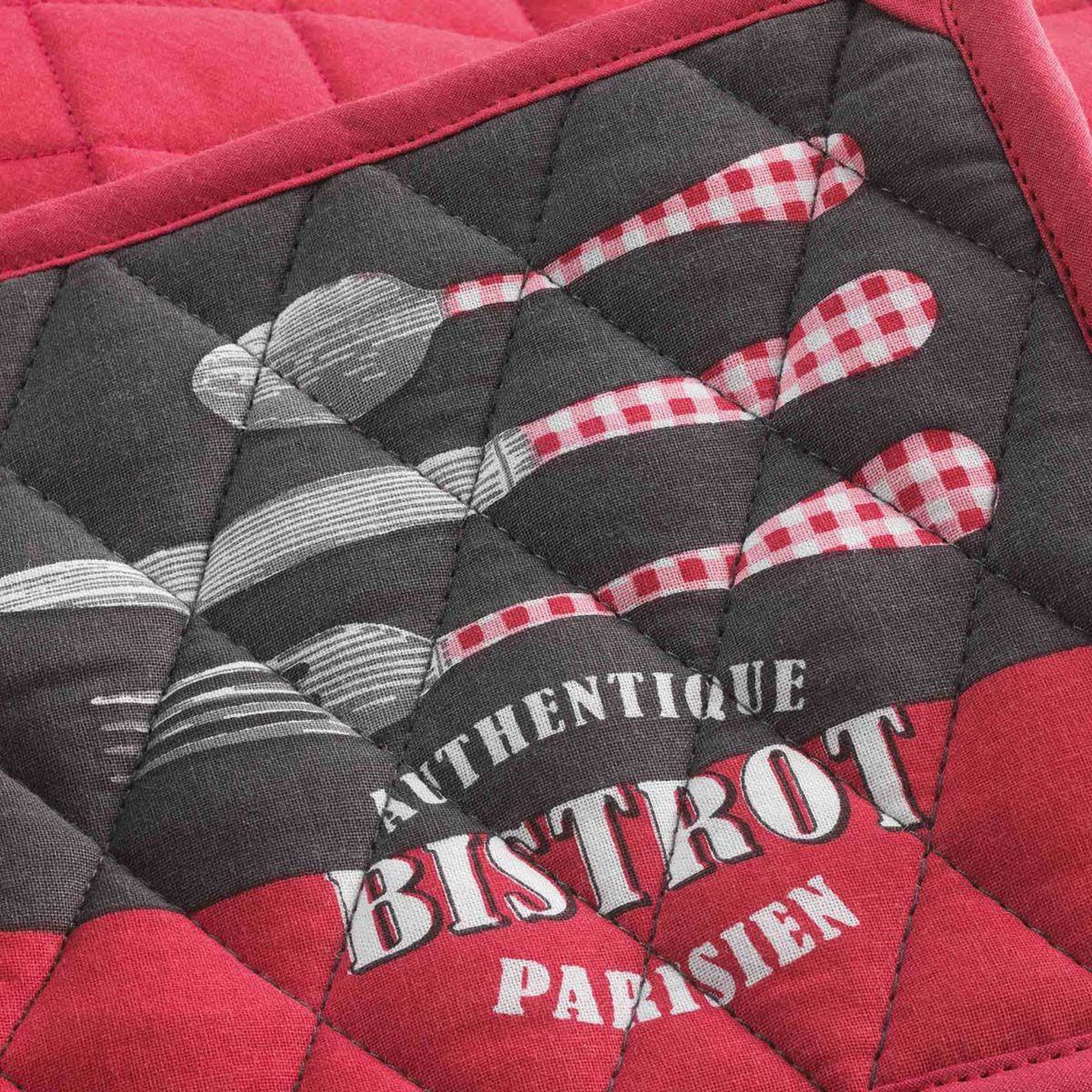 Voir la diapositive 2 : Douceur d'Intérieur Gant & manique en coton  au bistrot  28cm rouge