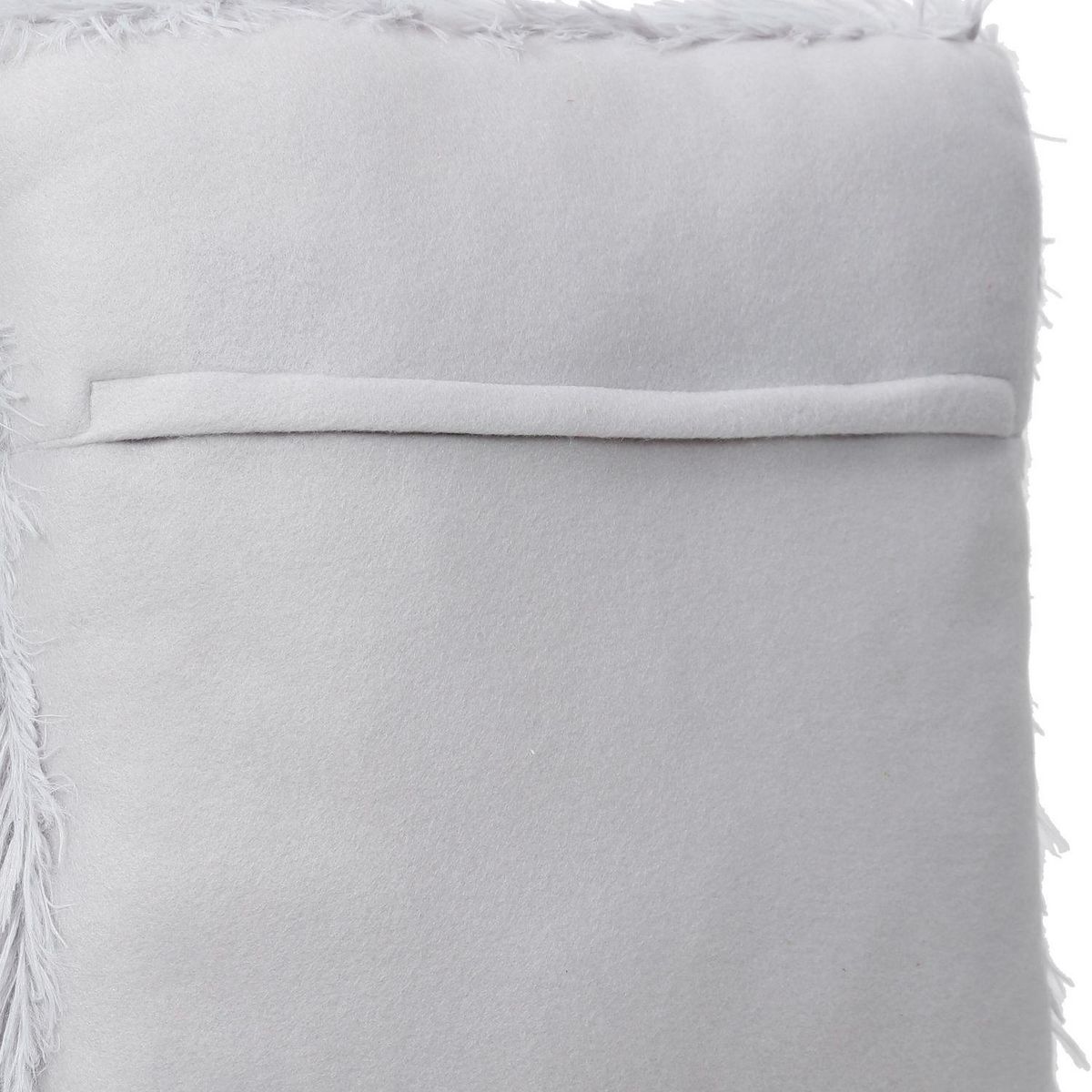 ATMOSPHERA Coussin fourrure poils longs Jae - L. 45 x l. 45 cm - Gris