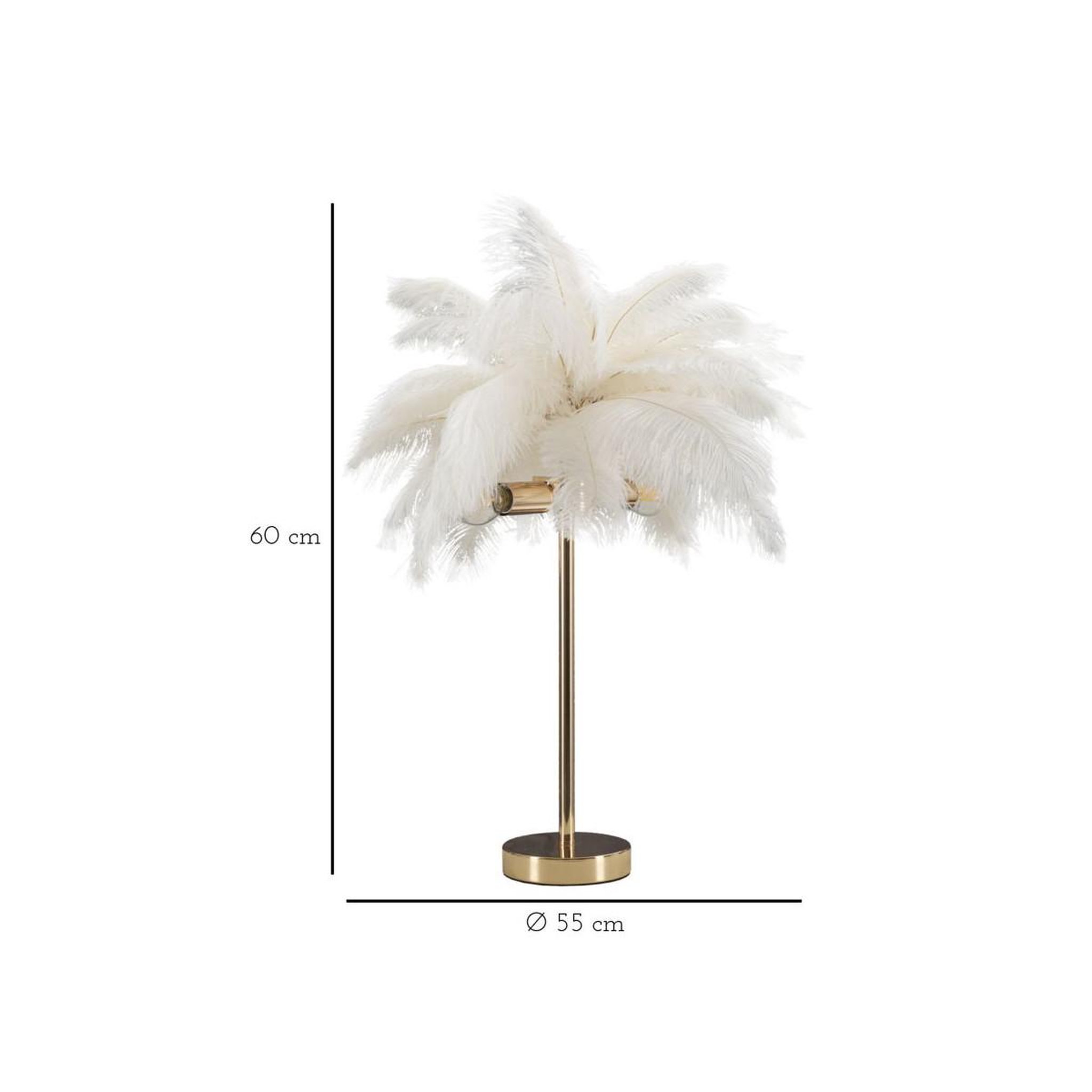 Voir la diapositive 6 : Paris Prix Lampe à poser imitation plume  palm  60cm or & blanc