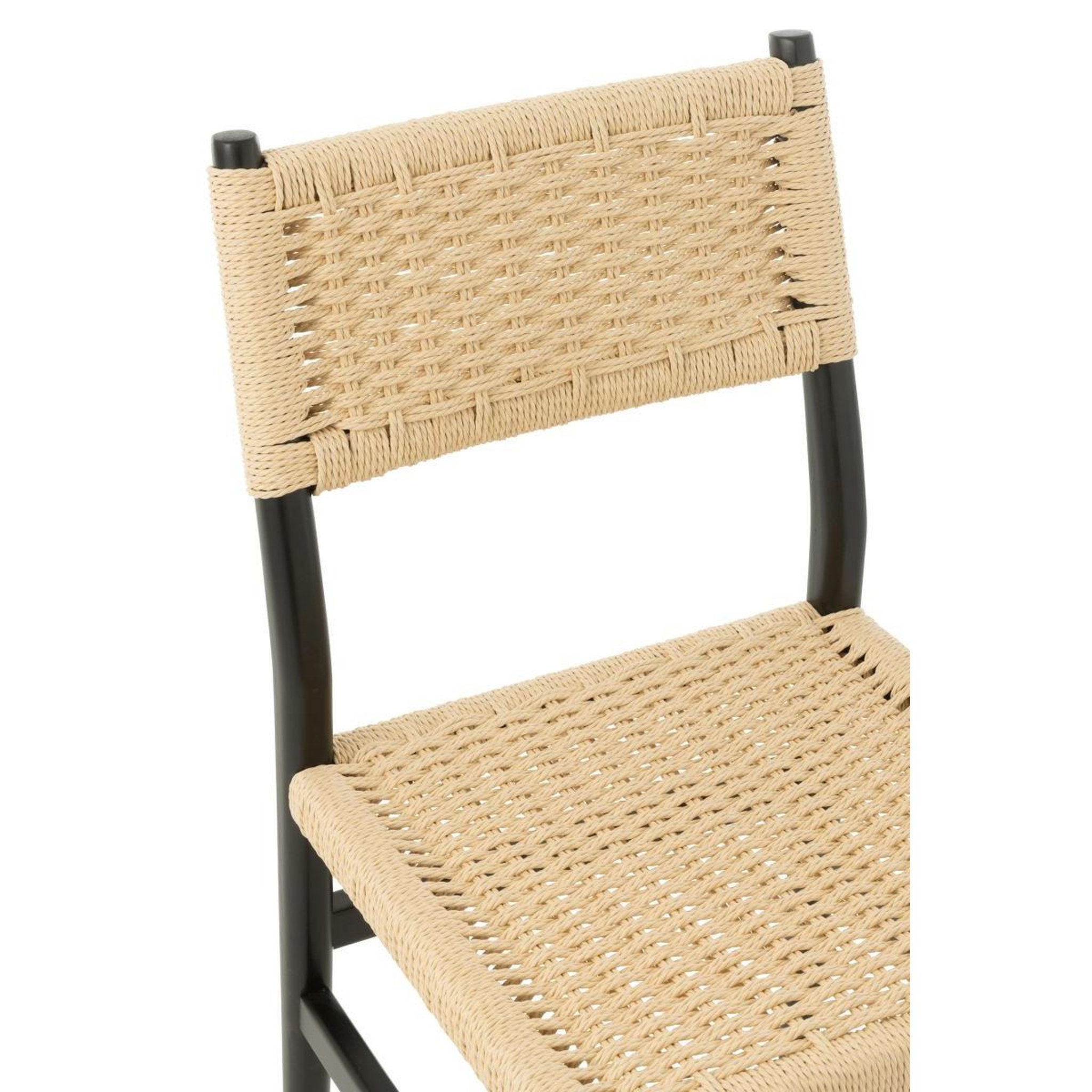 Voir la diapositive 5 : J-LINE Chaise corde en bois  lap  87cm noir