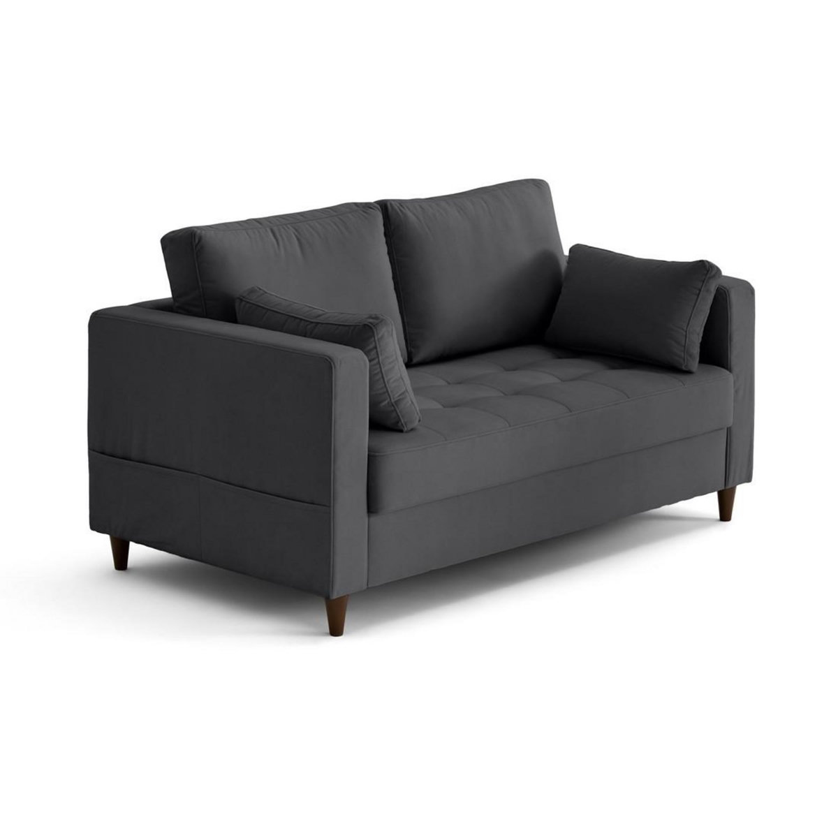 LISA DESIGN Anna - canapé droit 2 places avec poche en velours - pieds en bois