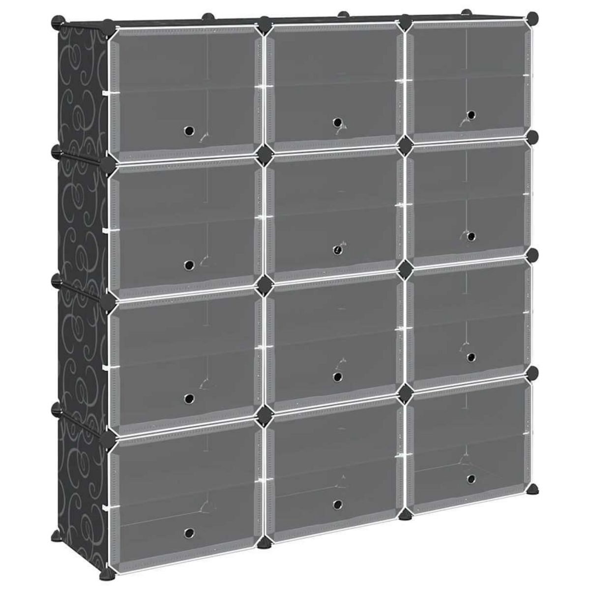 VIDAXL Cubes de rangement 12 pcs avec portes noir PP