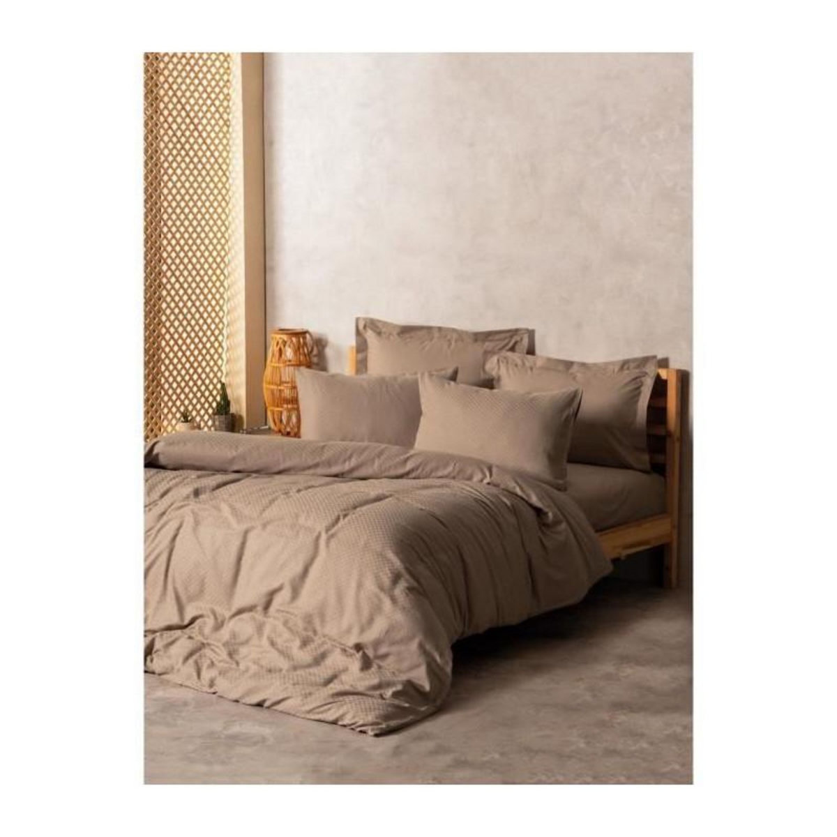 GENERIQUE Parure de lit - 129CTN64624 - 1 housse de couette 220 x 240 cm + 2 taies d'oreiller 60 x 60 cm - 100% coton ranforcé - Vison