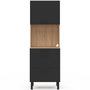 Voir la diapositive 3 : ID MARKET Colonne de cuisine micro-ondes et casserolier 60 cm CINA 2 portes façon hêtre et noir