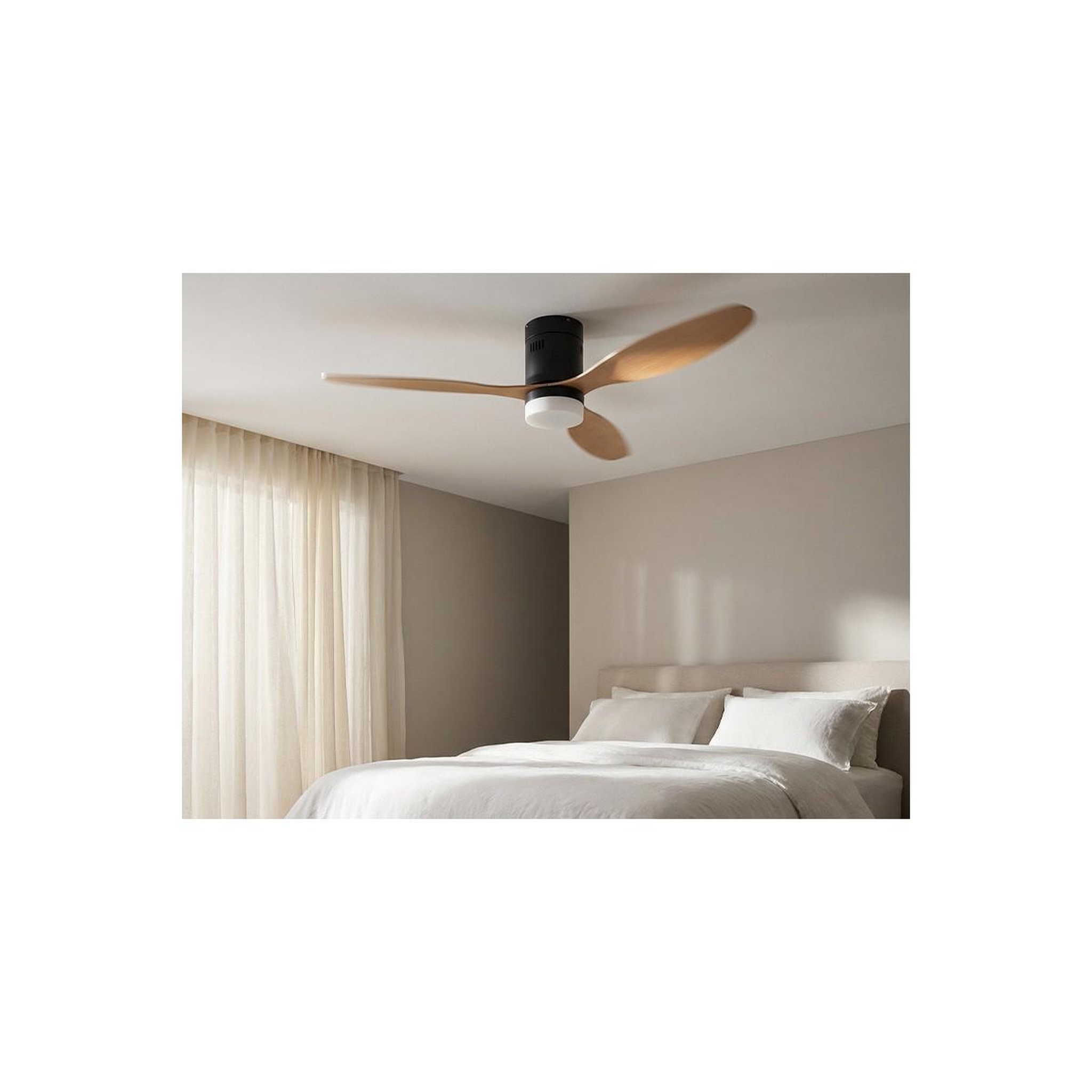 Voir la diapositive 4 : Jocca Ventilateur de plafond lumière led 40w noir silencieux 3pales effet bois 6vitesses télécommande mode été hiver minuterie jocca