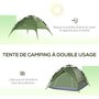 Voir la diapositive 5 : OUTSUNNY Tente de camping pop up 2-3 personnes 2 portes vert kaki montage démontage facile sac de transport inclus fibre verre polyester
