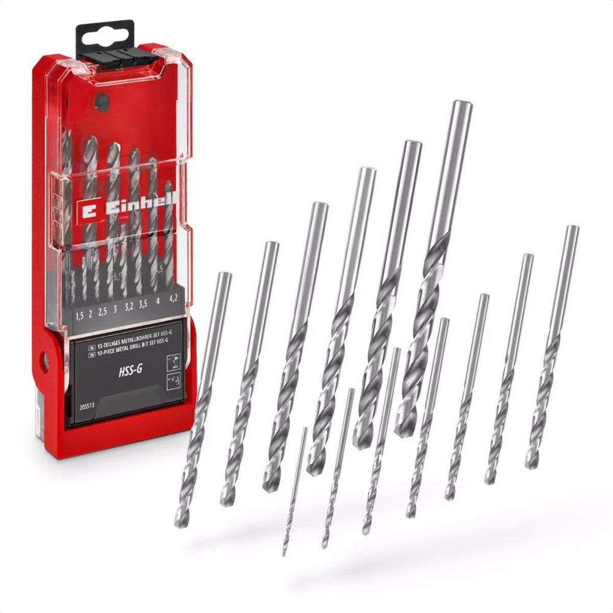 Einhell Coffret forets HSS-G Silver - 13 pièces - Ø1,5-6,5mm - acier rapide - affûtage précis - tige cylindrique
