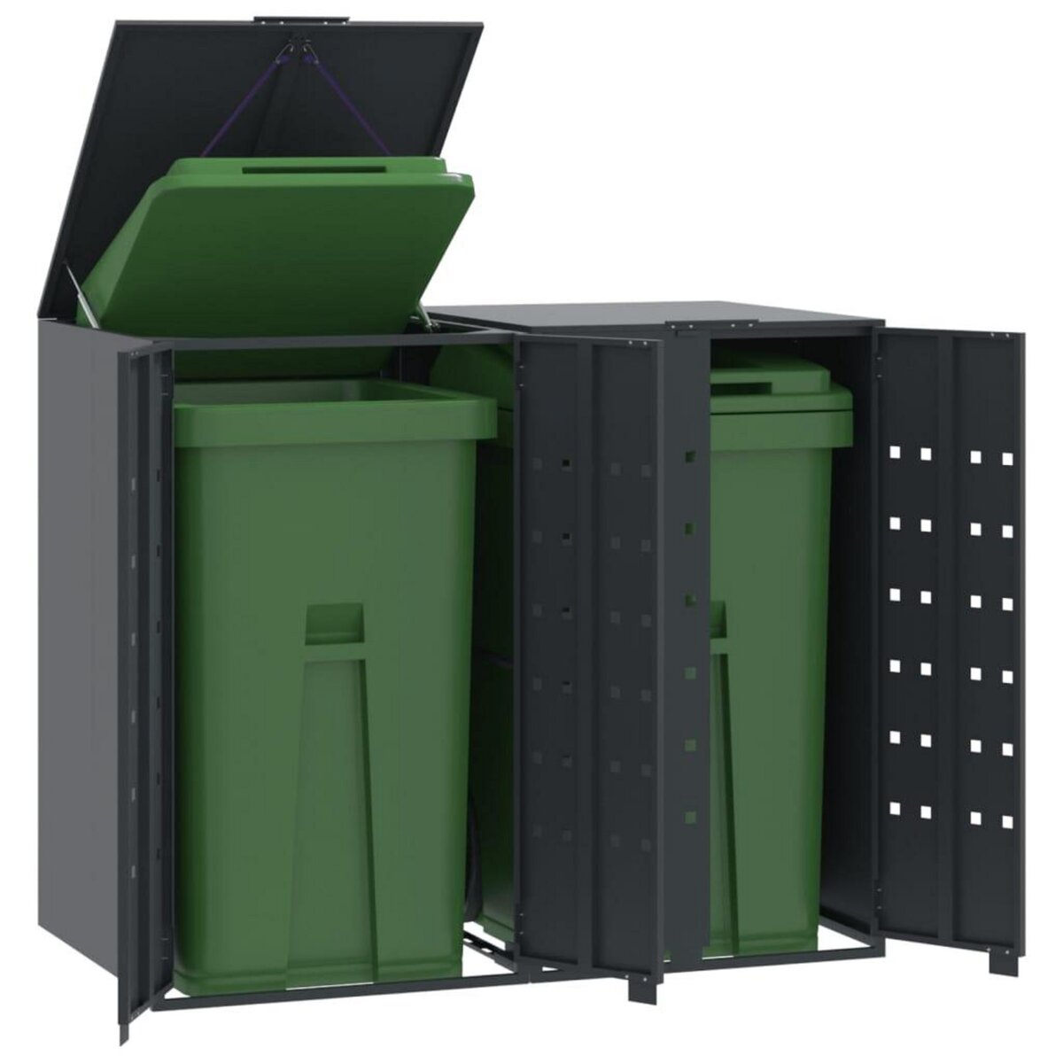 VIDAXL Rangement a roulettes pour poubelles pour 2 bacs anthracite
